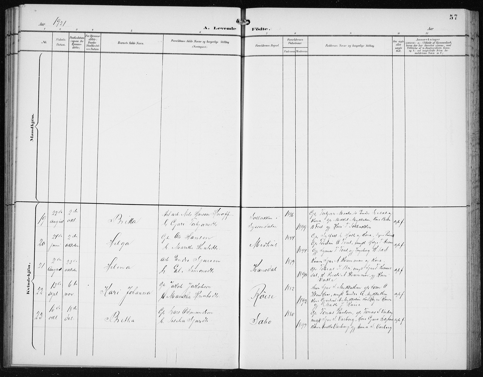 Ullensvang sokneprestembete, SAB/A-78701/H/Hab: Parish register (copy) no. C  3, 1899-1932, p. 57