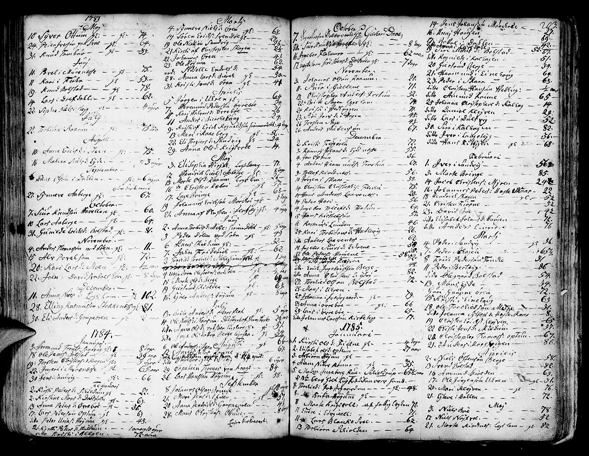 Luster sokneprestembete, AV/SAB-A-81101/H/Haa/Haaa/L0001: Parish register (official) no. A 1, 1731-1803, p. 203