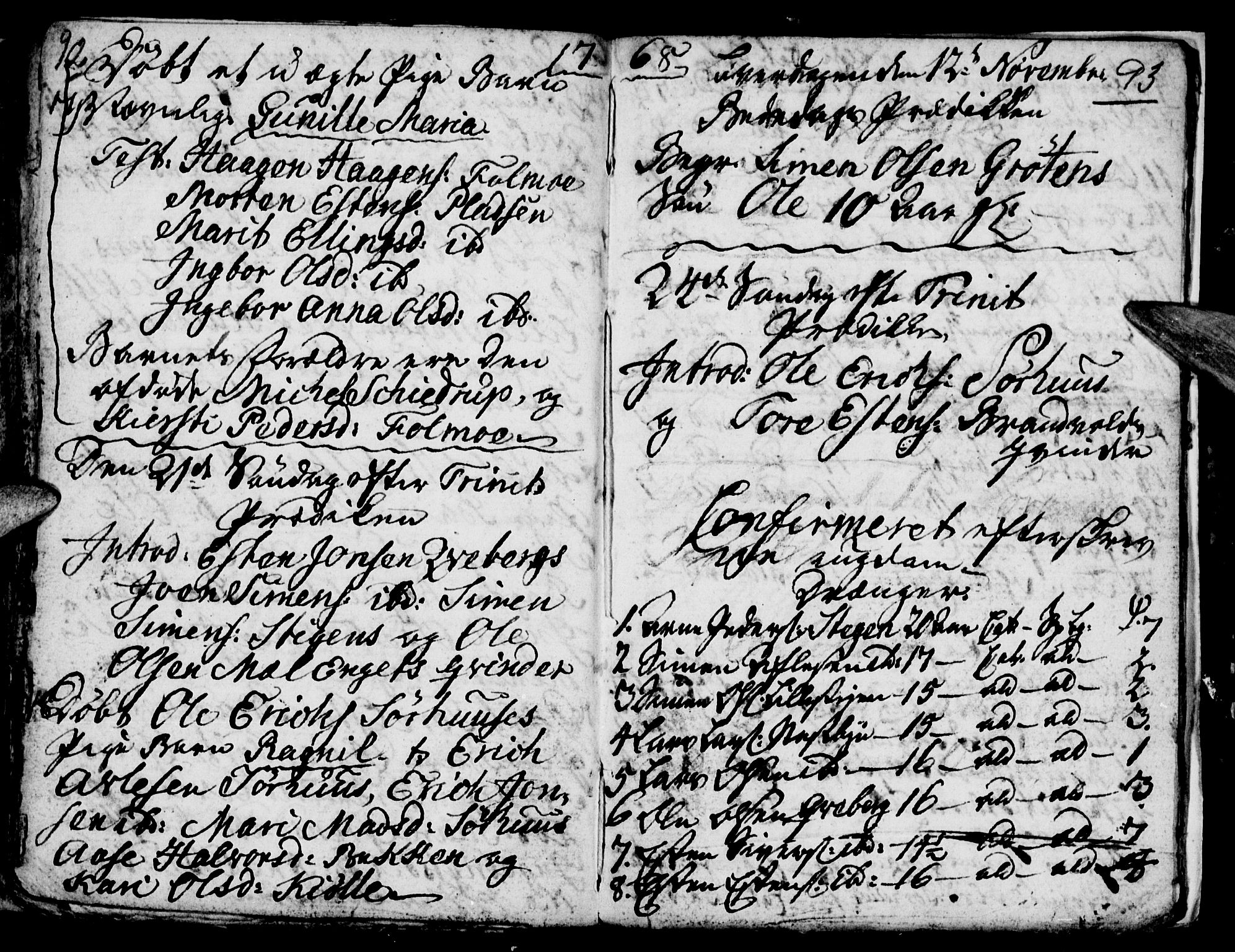 Tynset prestekontor, AV/SAH-PREST-058/H/Ha/Haa/L0007: Parish register (official) no. 7, 1764-1769, p. 92-93