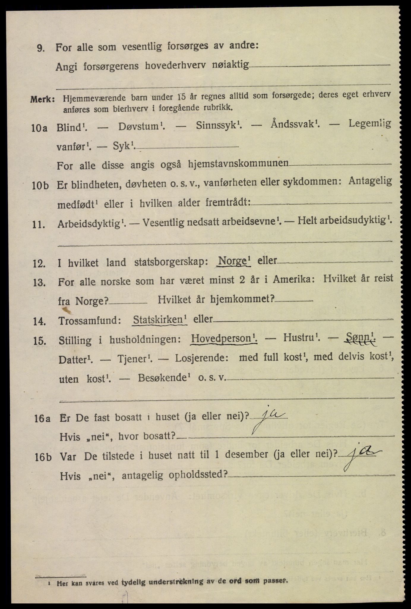 SAK, 1920 census for Bygland, 1920, p. 1462