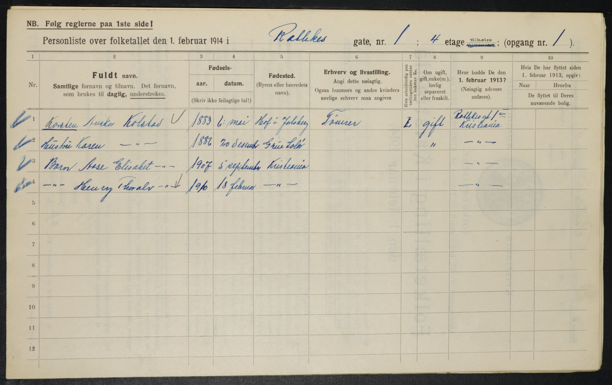 OBA, Municipal Census 1914 for Kristiania, 1914, p. 81844