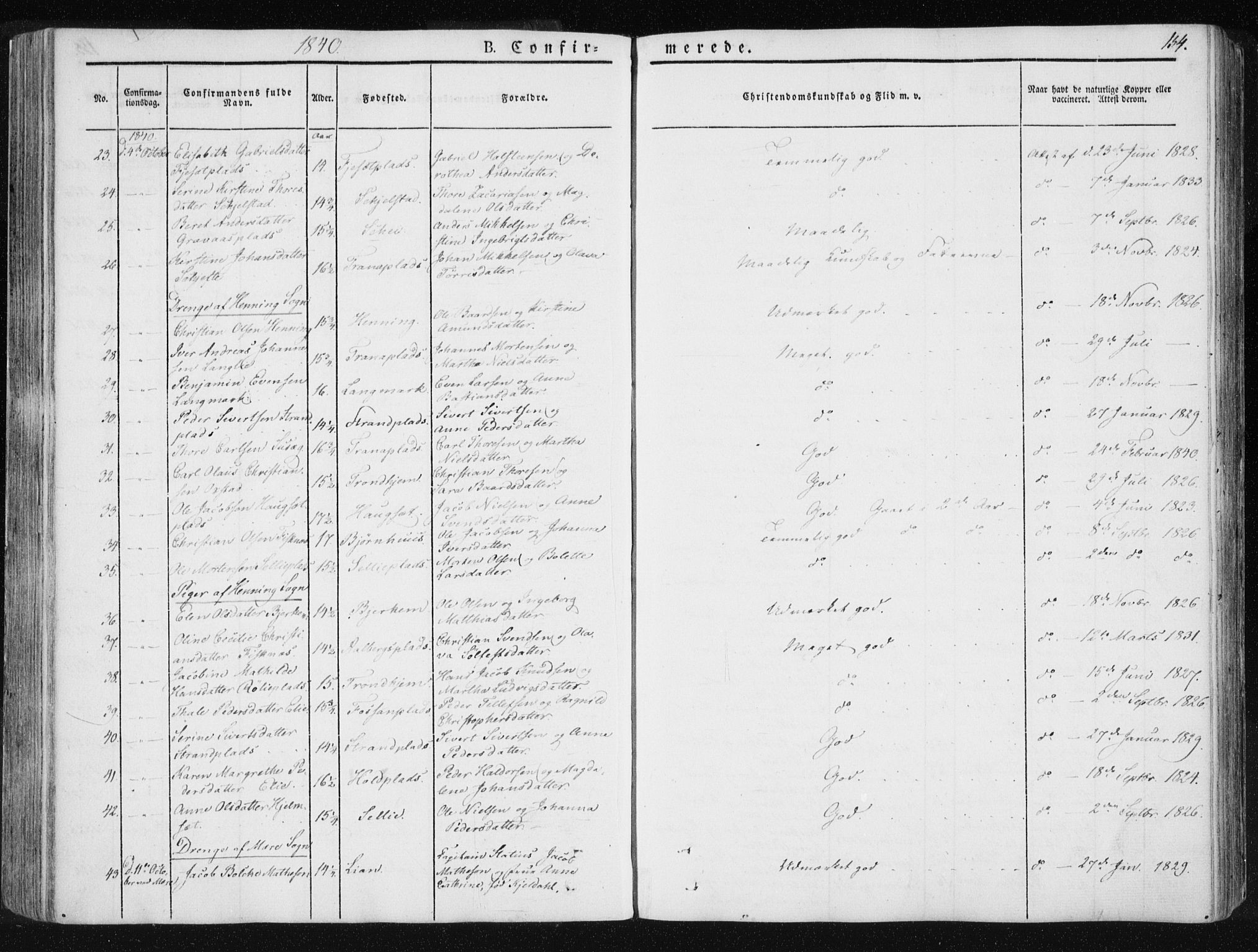 Ministerialprotokoller, klokkerbøker og fødselsregistre - Nord-Trøndelag, AV/SAT-A-1458/735/L0339: Parish register (official) no. 735A06 /1, 1836-1848, p. 154