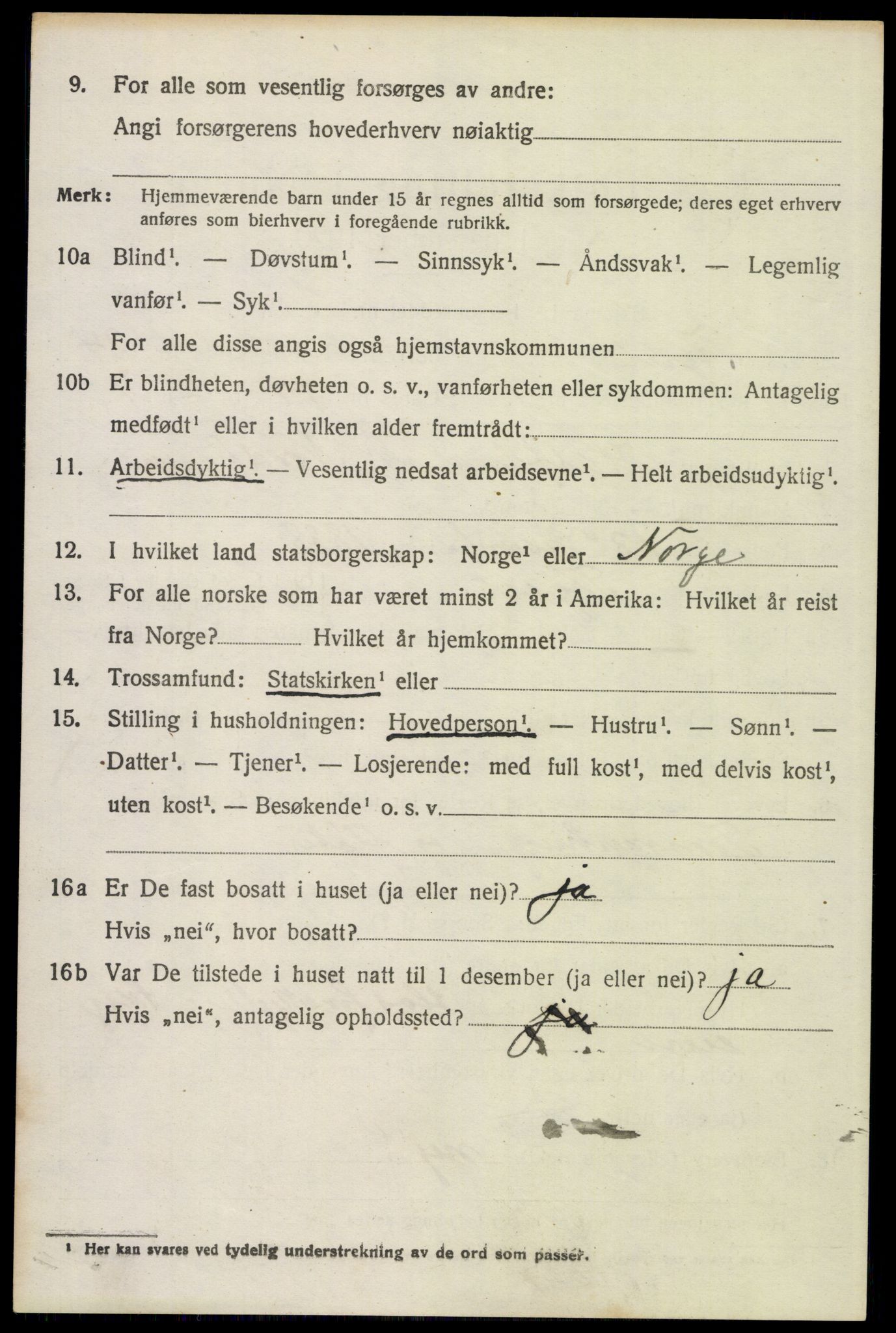 SAH, 1920 census for Trysil, 1920, p. 15216