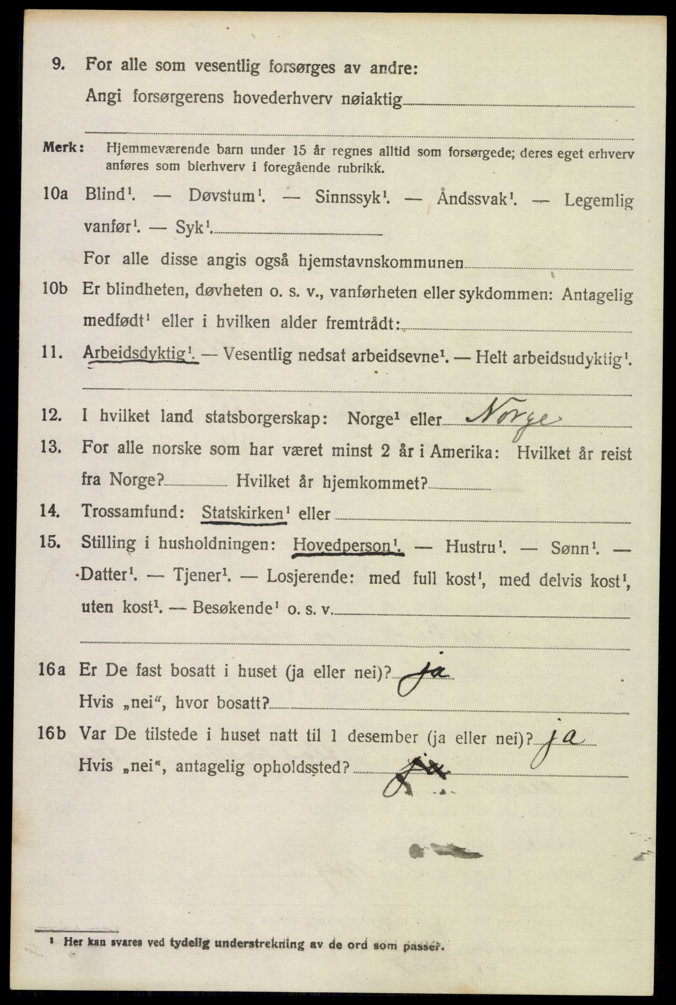 SAH, 1920 census for Trysil, 1920, p. 15216