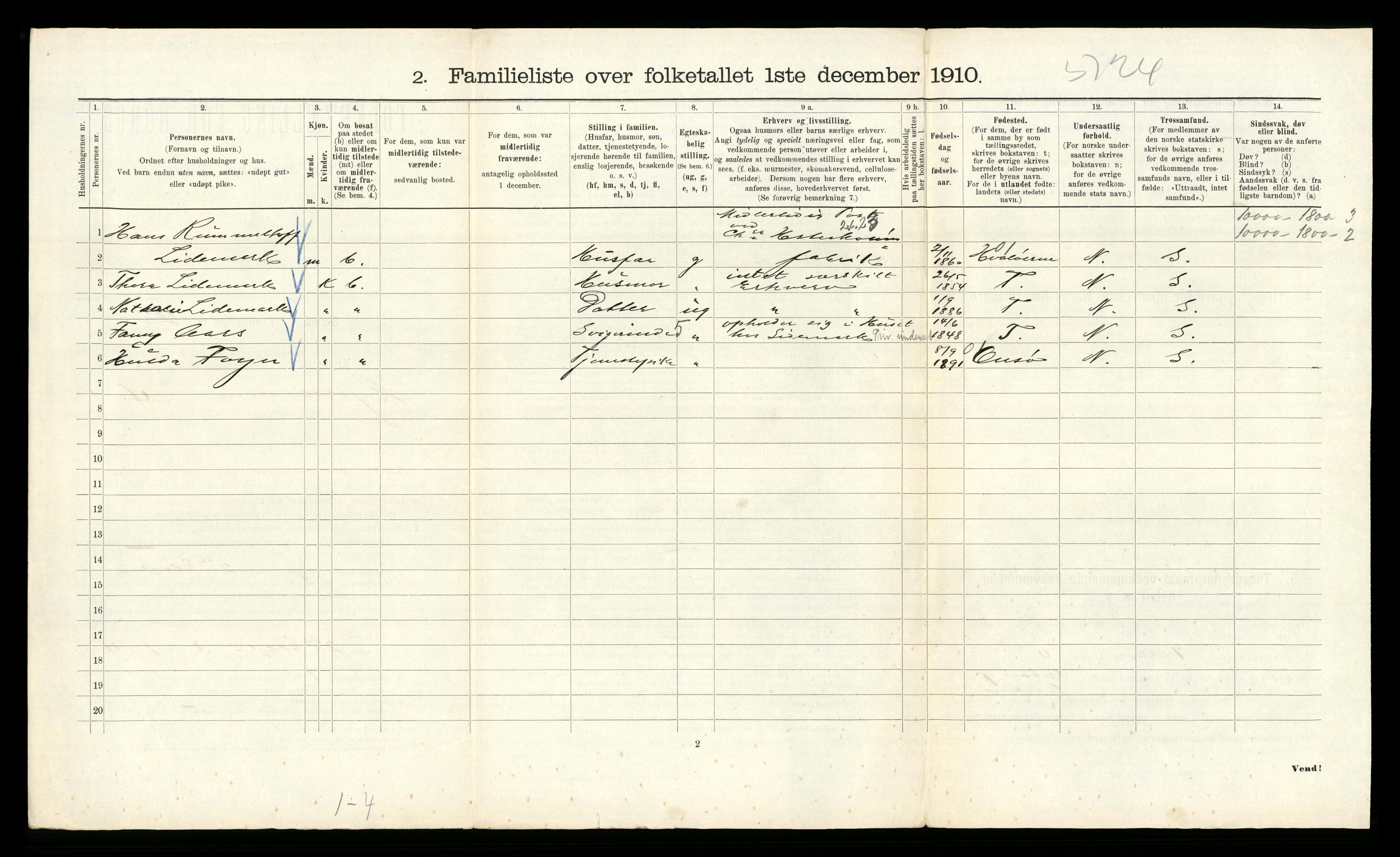 RA, 1910 census for Kristiania, 1910, p. 58086