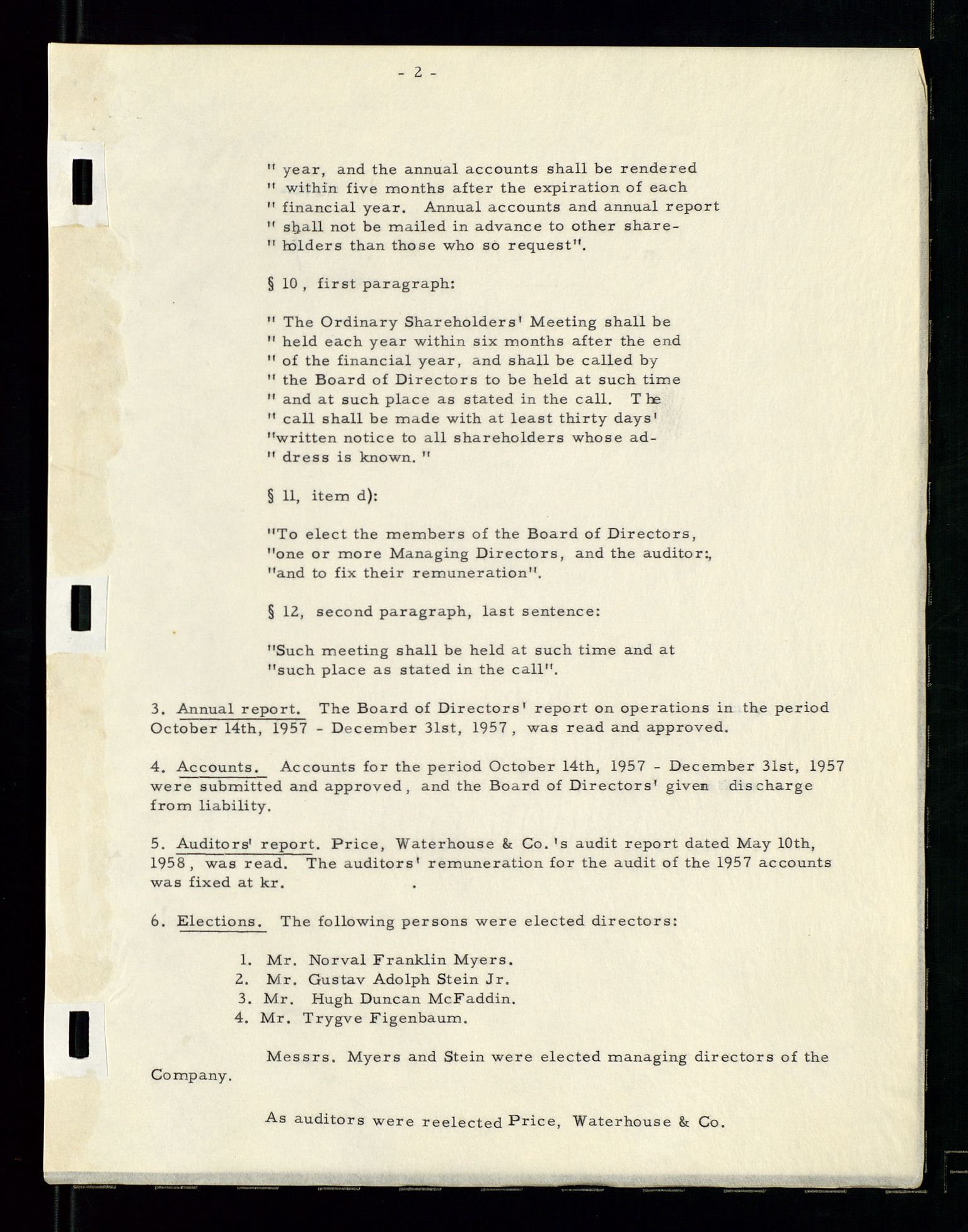 PA 1537 - A/S Essoraffineriet Norge, AV/SAST-A-101957/A/Aa/L0001/0002: Styremøter / Shareholder meetings, board meetings, by laws (vedtekter), 1957-1960, p. 65