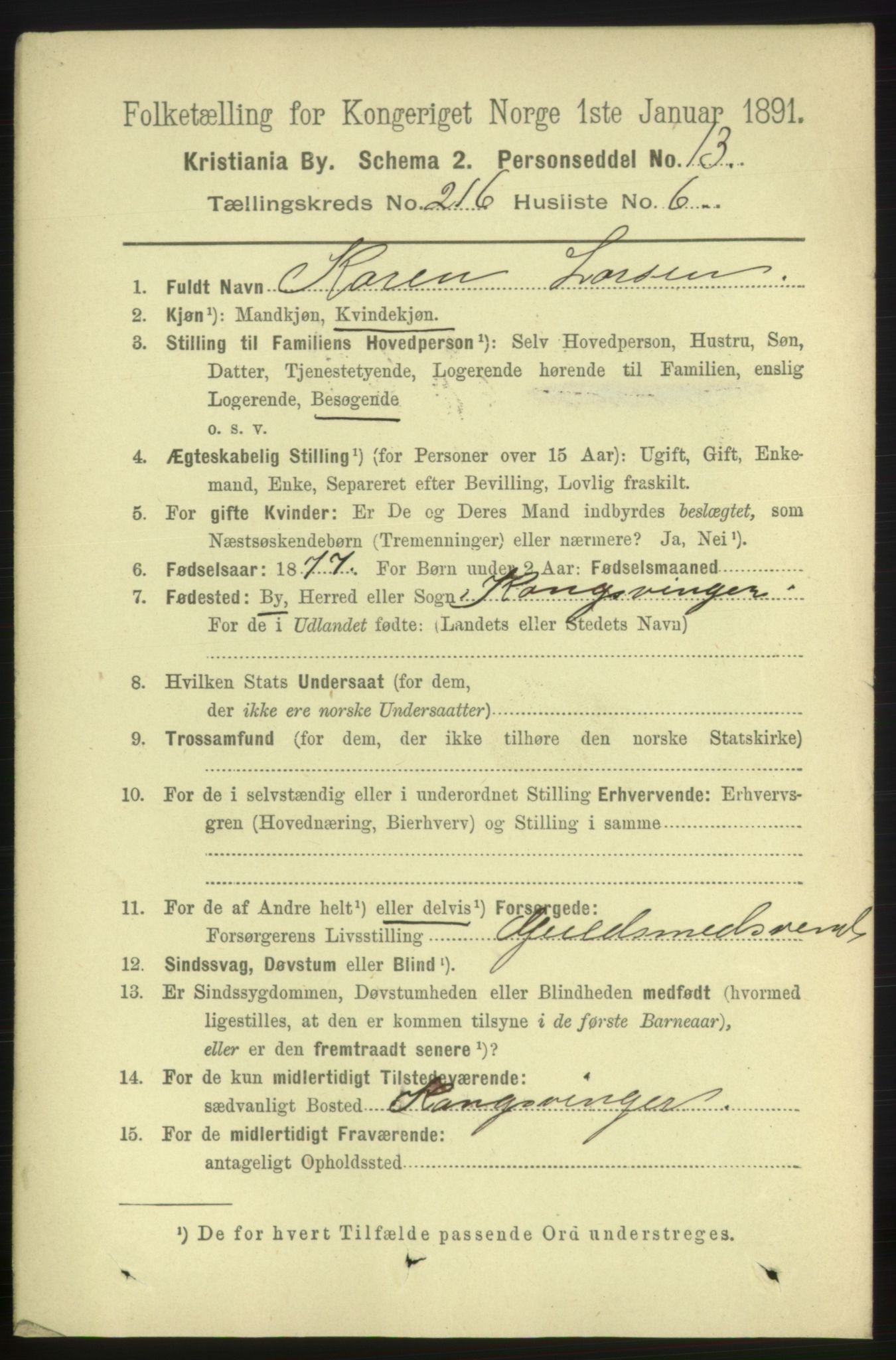 RA, 1891 census for 0301 Kristiania, 1891, p. 128292