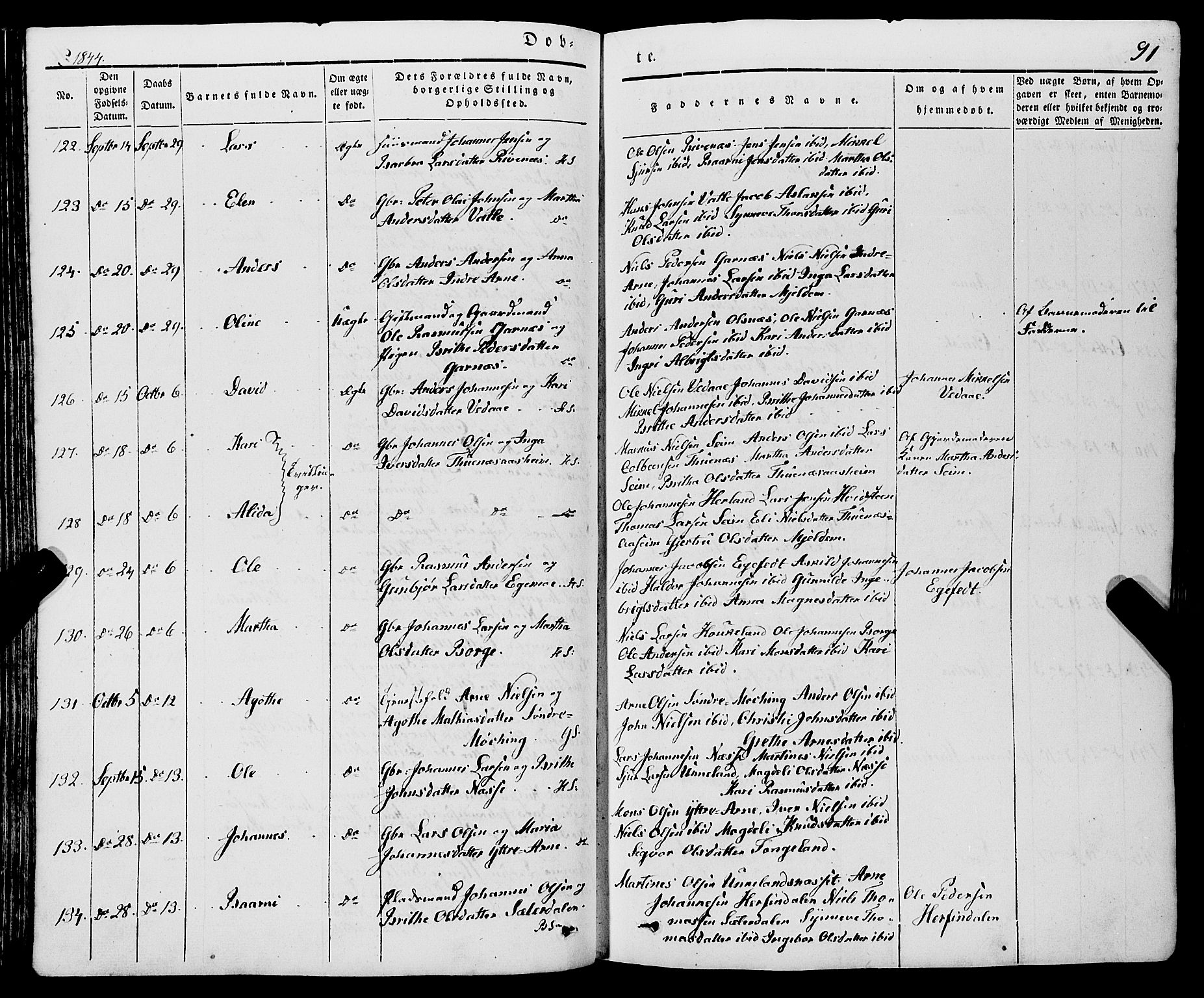 Haus sokneprestembete, AV/SAB-A-75601/H/Haa: Parish register (official) no. A 15, 1838-1847, p. 91