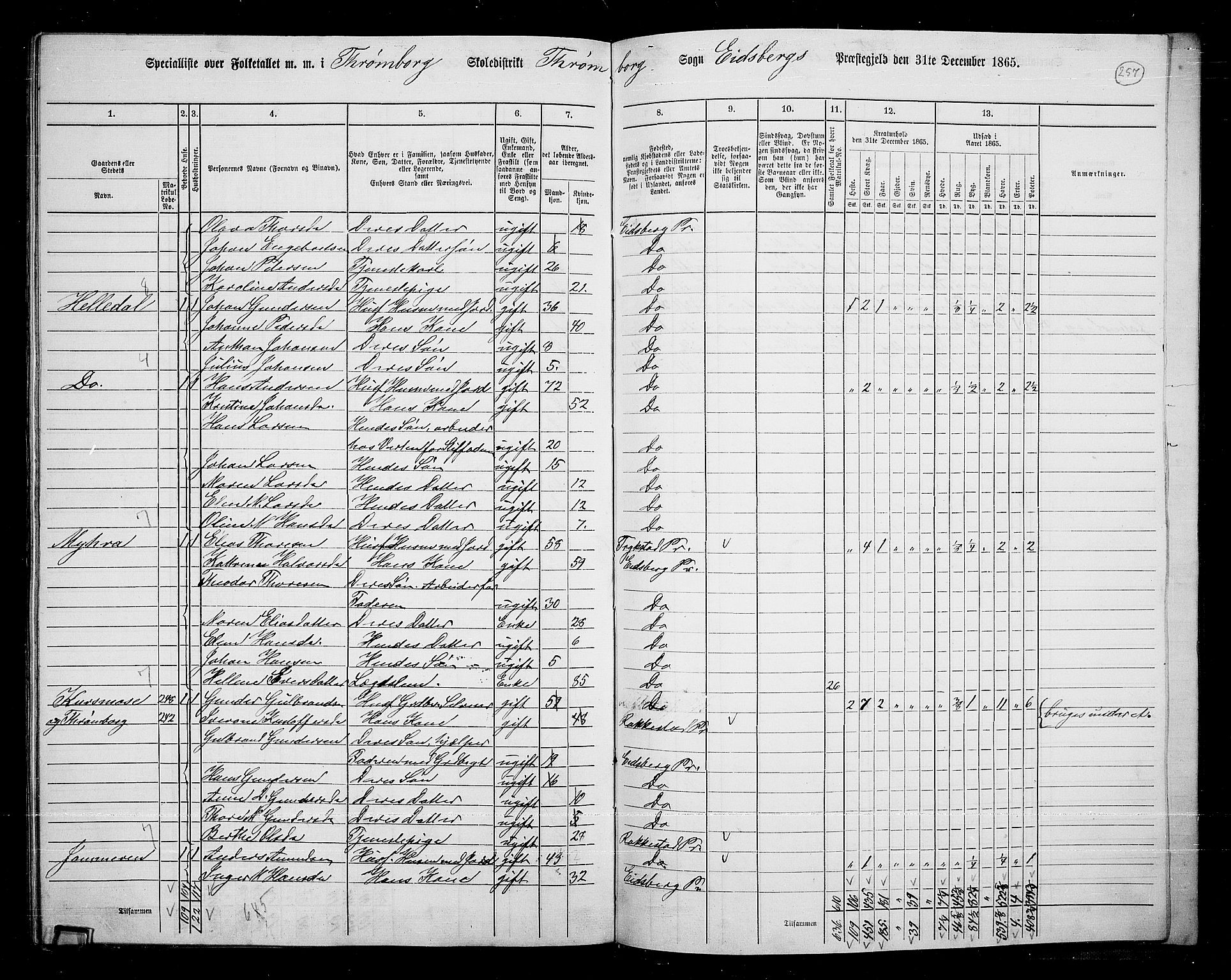 RA, 1865 census for Eidsberg, 1865, p. 234