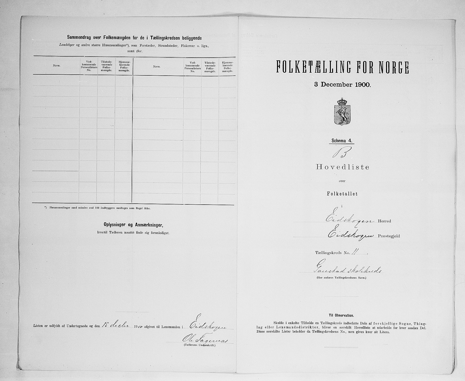 SAH, 1900 census for Eidskog, 1900, p. 45