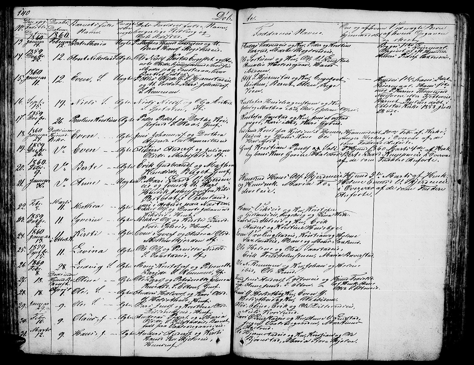 Stange prestekontor, AV/SAH-PREST-002/L/L0003: Parish register (copy) no. 3, 1840-1864, p. 140