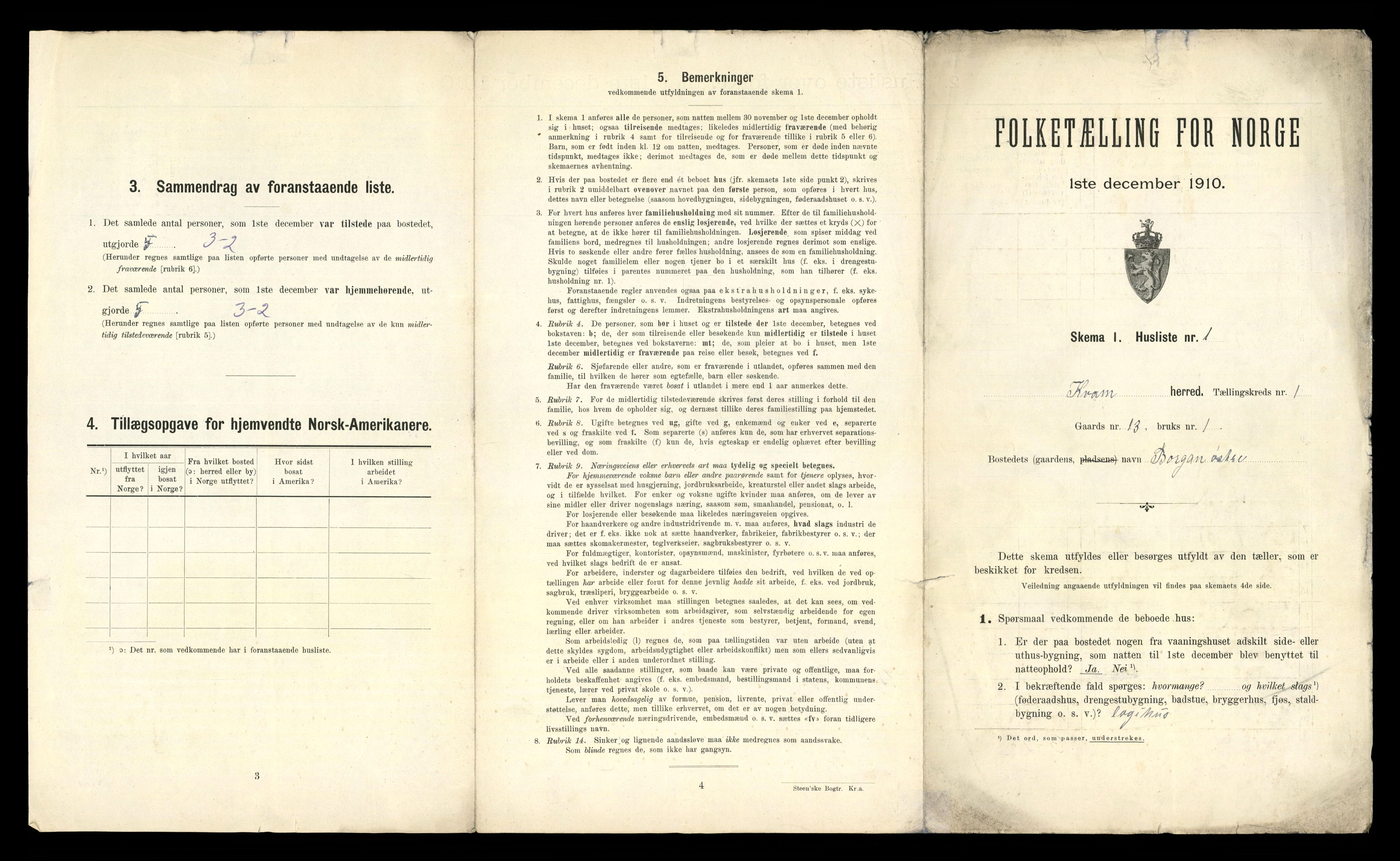 RA, 1910 census for Kvam, 1910, p. 23