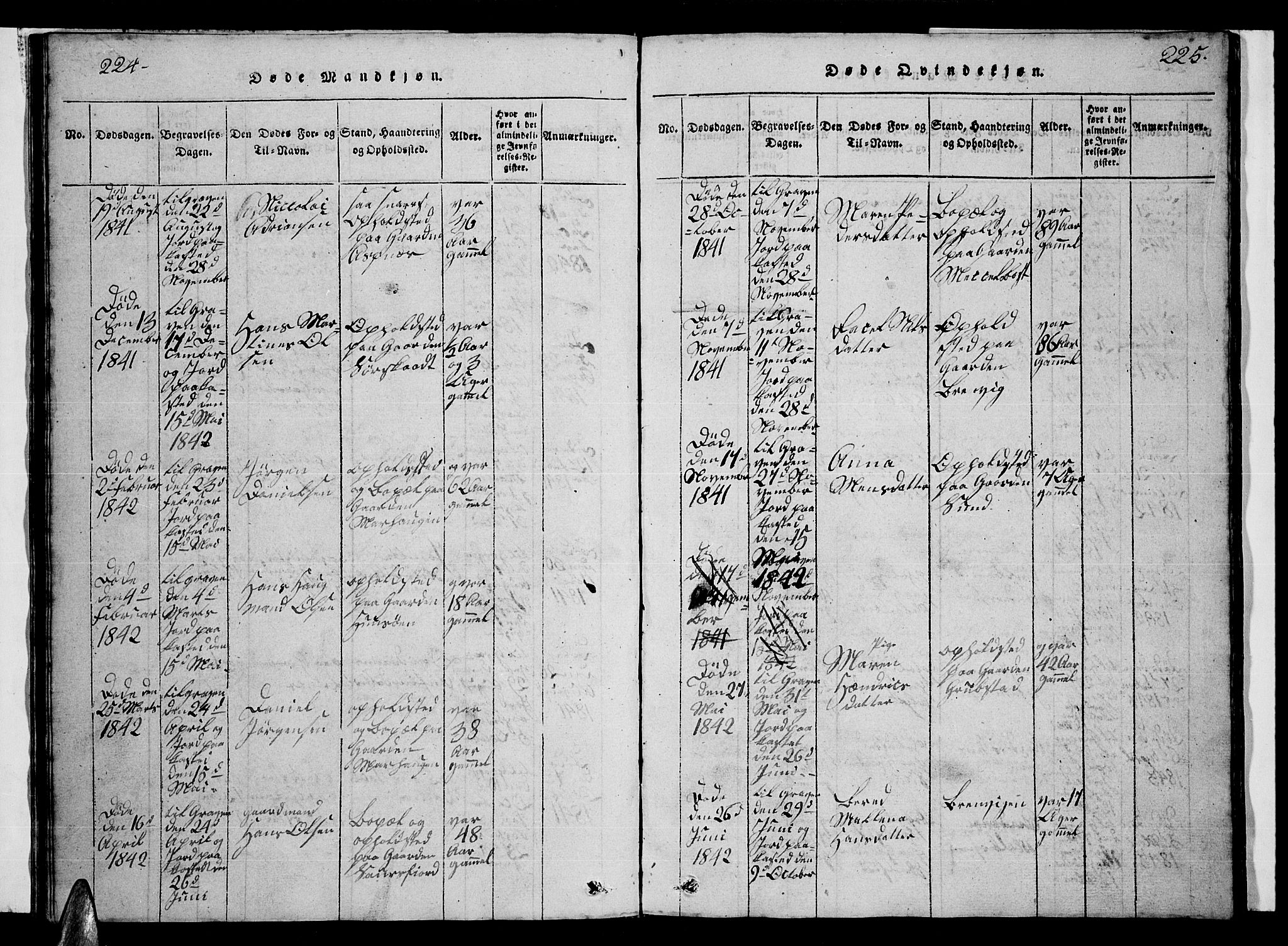 Ministerialprotokoller, klokkerbøker og fødselsregistre - Nordland, AV/SAT-A-1459/857/L0826: Parish register (copy) no. 857C01, 1821-1852, p. 224-225