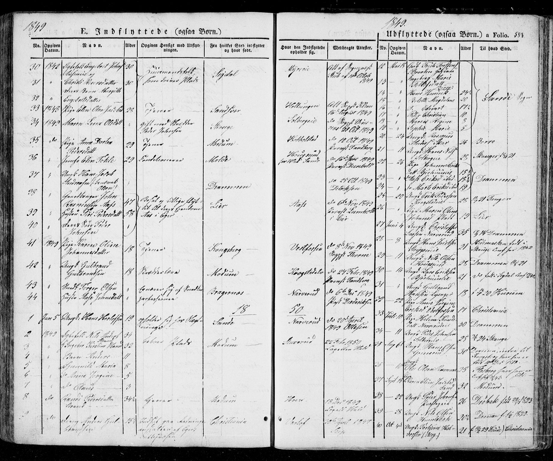 Eiker kirkebøker, SAKO/A-4/G/Ga/L0002: Parish register (copy) no. I 2, 1832-1856, p. 583