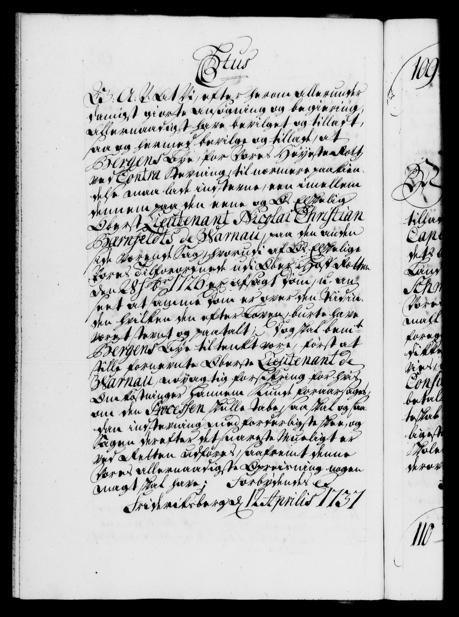 Danske Kanselli 1572-1799, AV/RA-EA-3023/F/Fc/Fca/Fcaa/L0030: Norske registre, 1737-1738, p. 69b