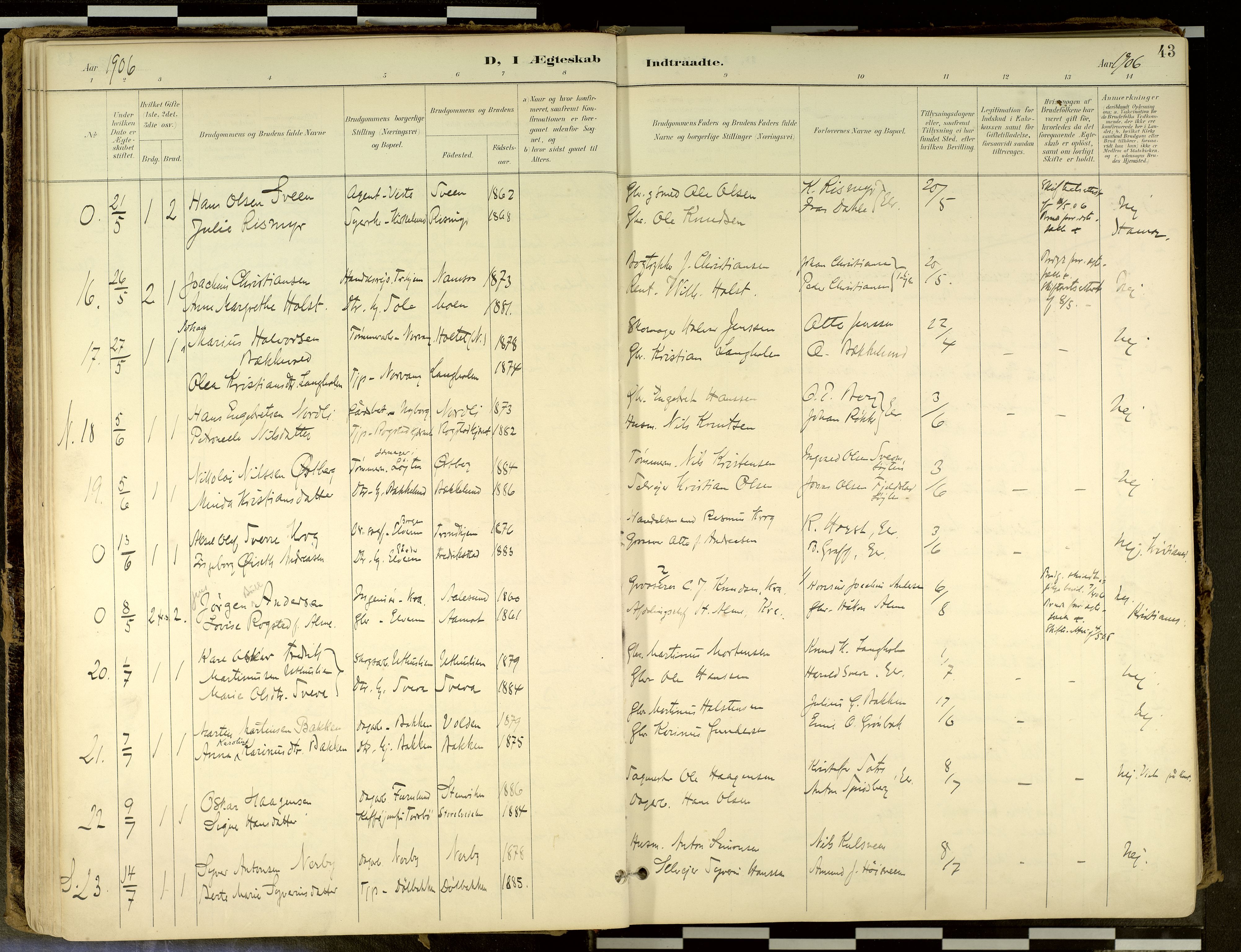 Elverum prestekontor, AV/SAH-PREST-044/H/Ha/Haa/L0018: Parish register (official) no. 18, 1894-1914, p. 43