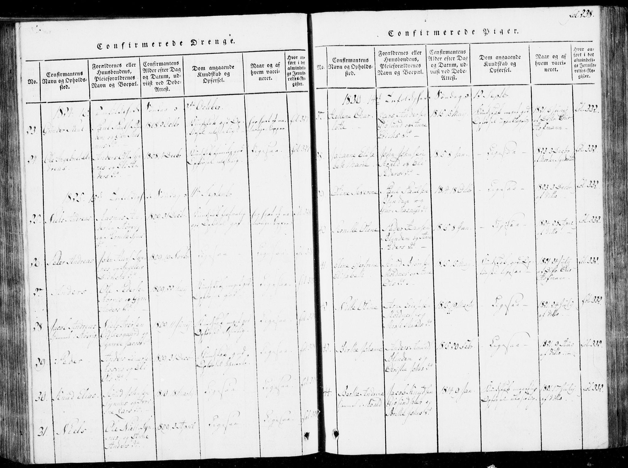 Ministerialprotokoller, klokkerbøker og fødselsregistre - Møre og Romsdal, AV/SAT-A-1454/537/L0517: Parish register (official) no. 537A01, 1818-1862, p. 238