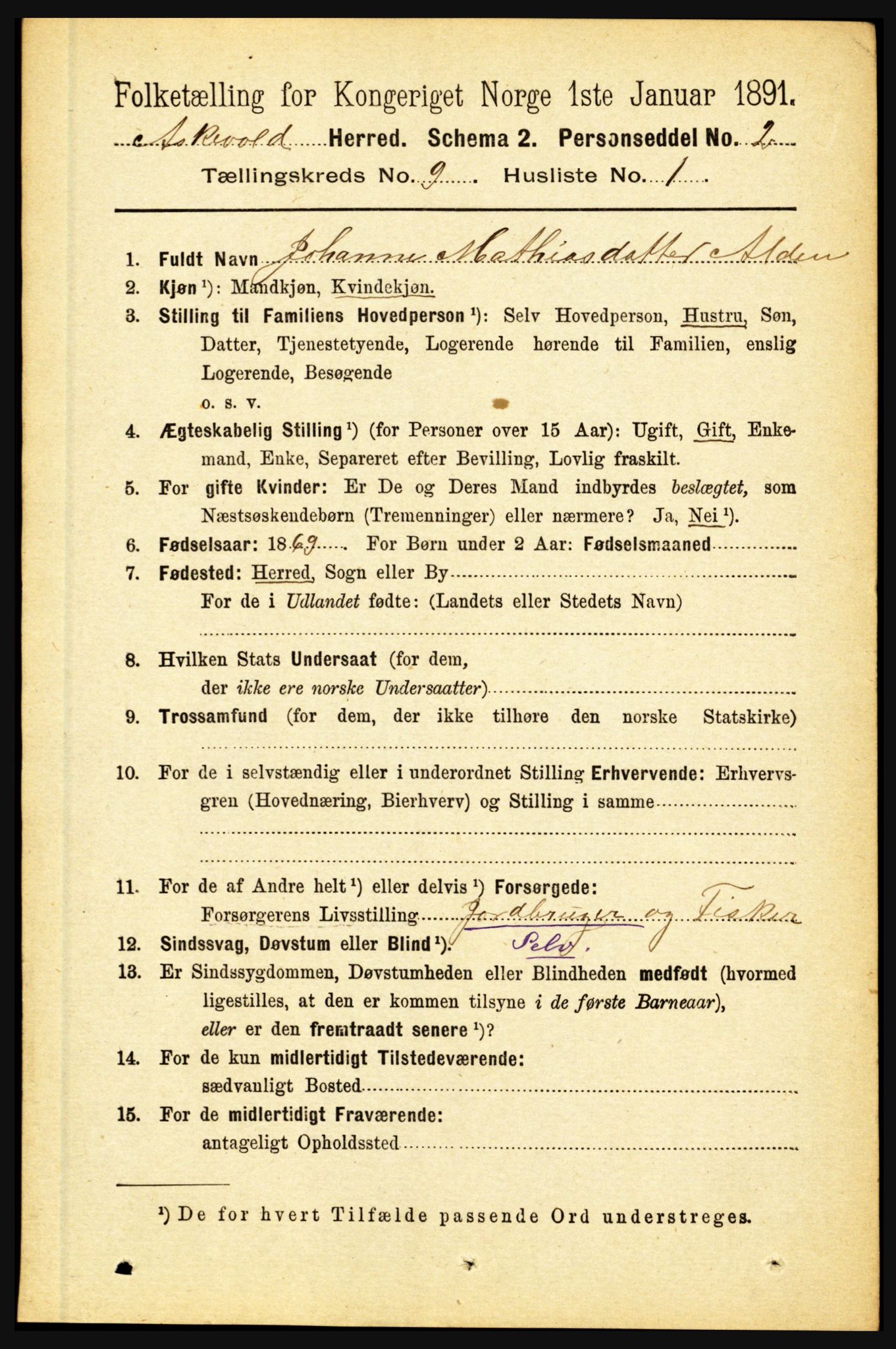 RA, 1891 census for 1428 Askvoll, 1891, p. 2553