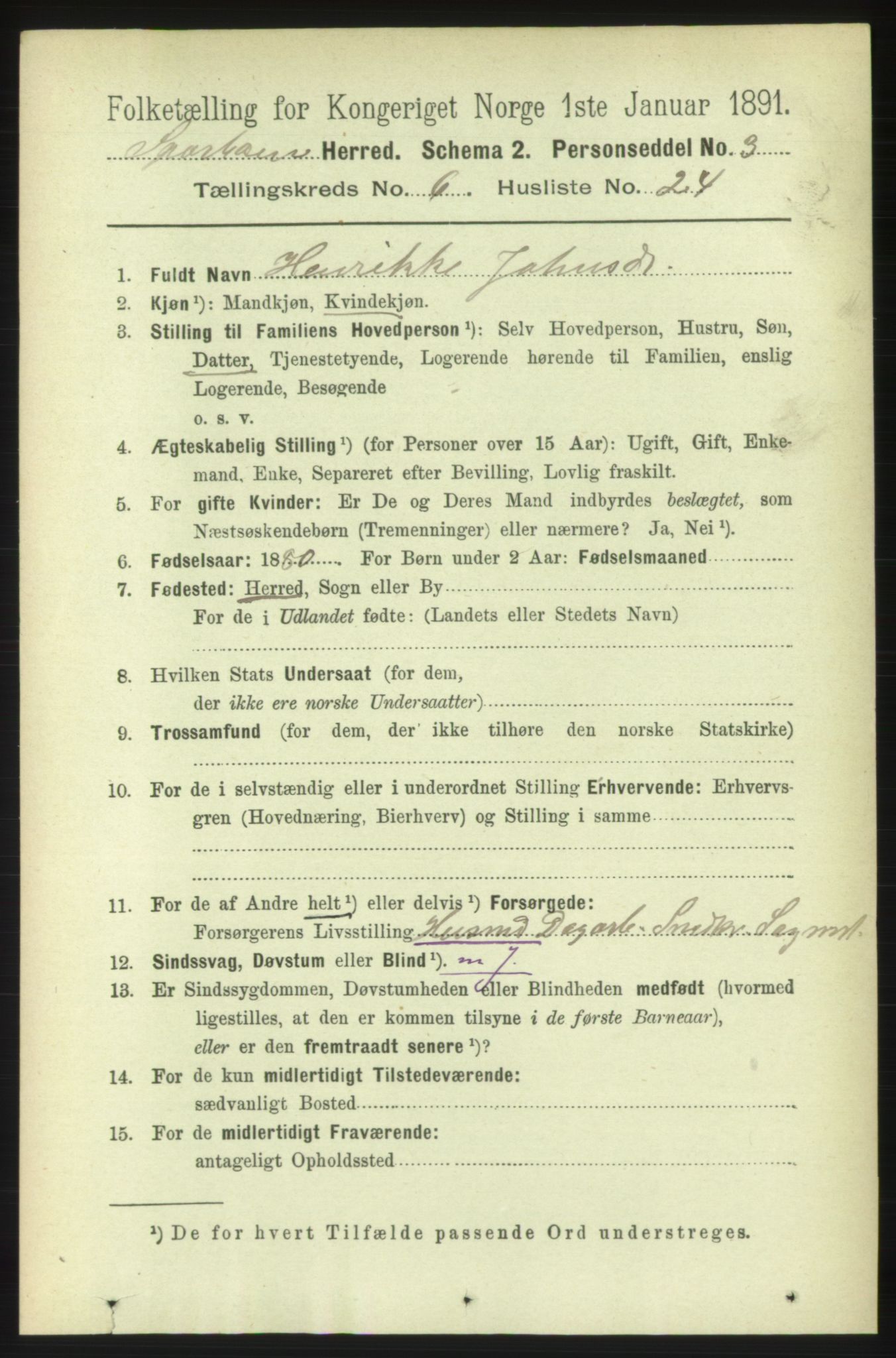 RA, 1891 census for 1731 Sparbu, 1891, p. 2308