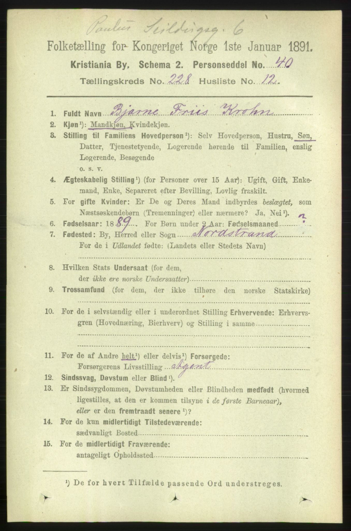 RA, 1891 census for 0301 Kristiania, 1891, p. 139756