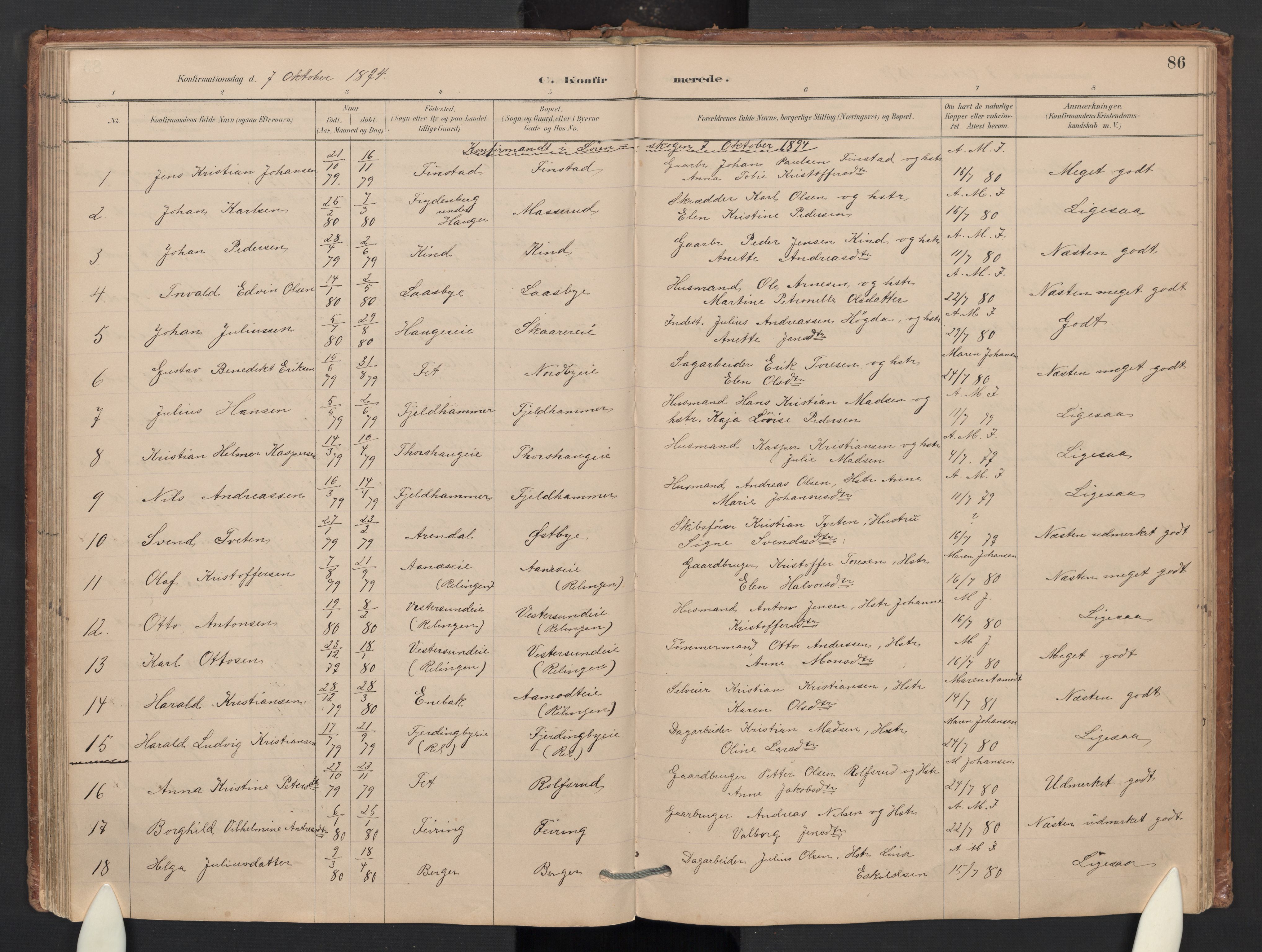 Skedsmo prestekontor Kirkebøker, SAO/A-10033a/G/Gb/L0001: Parish register (copy) no. II 1, 1883-1903, p. 86