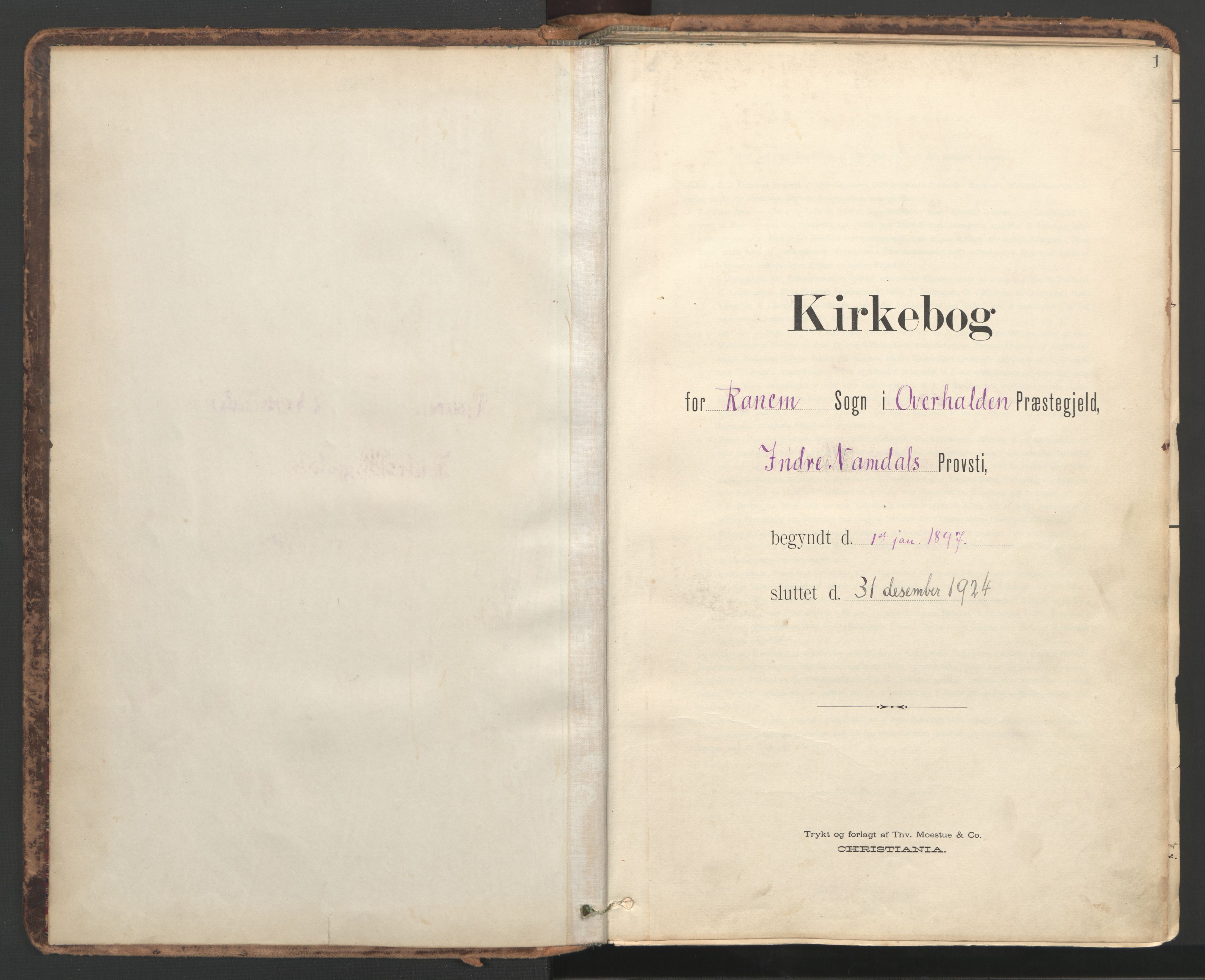 Ministerialprotokoller, klokkerbøker og fødselsregistre - Nord-Trøndelag, SAT/A-1458/764/L0556: Parish register (official) no. 764A11, 1897-1924, p. 1