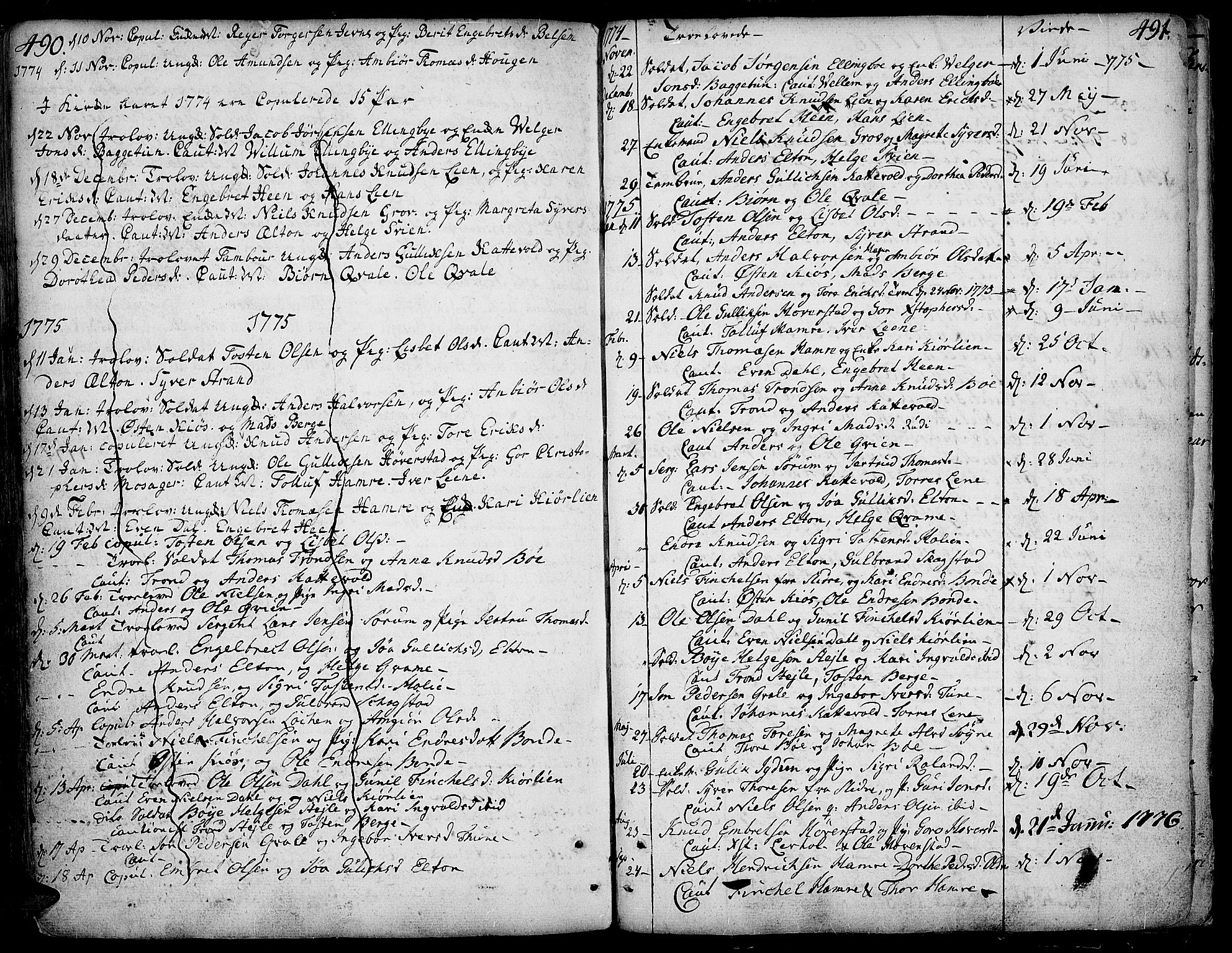 Vang prestekontor, Valdres, SAH/PREST-140/H/Ha/L0001: Parish register (official) no. 1, 1730-1796, p. 490-491