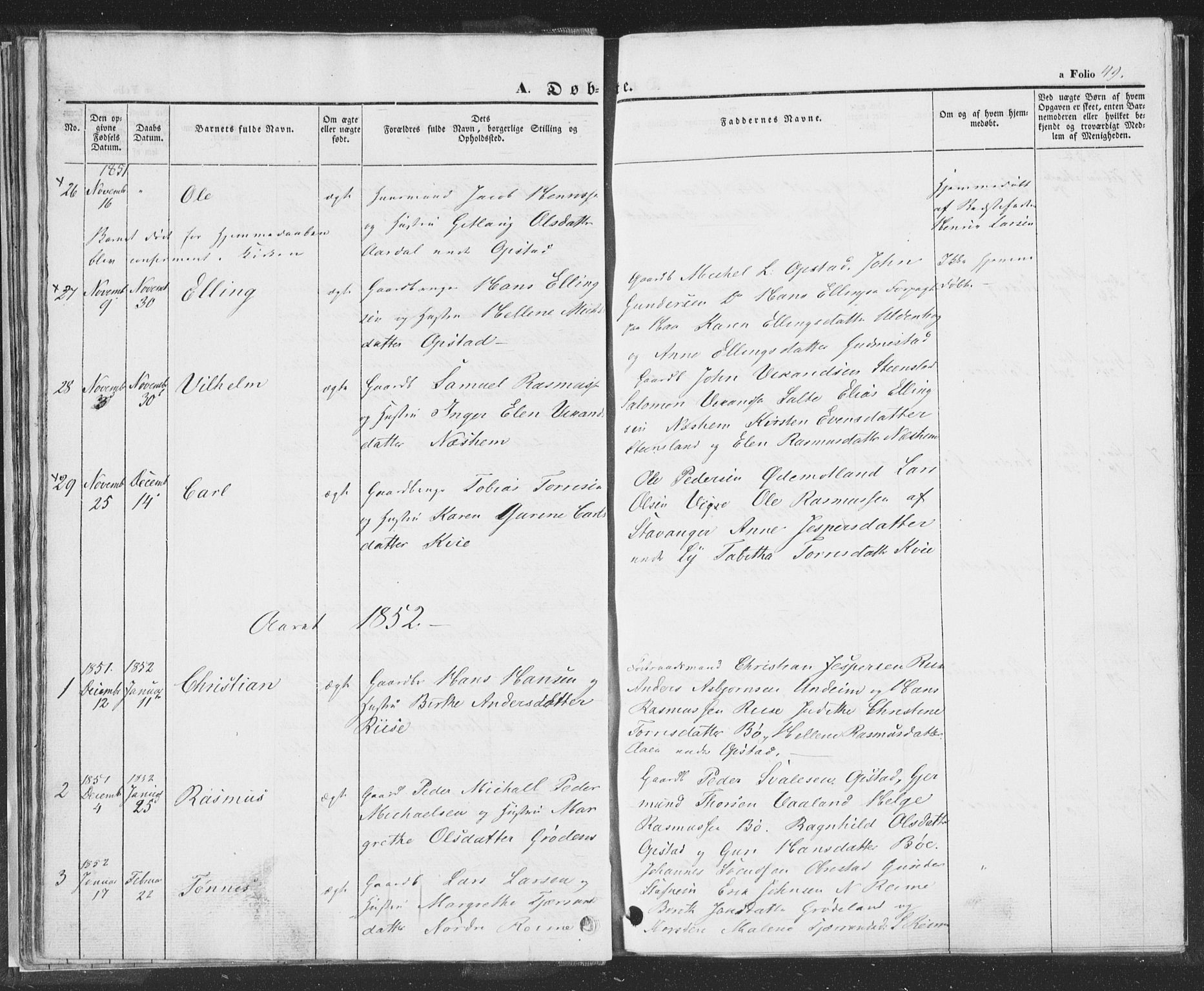 Hå sokneprestkontor, AV/SAST-A-101801/001/30BA/L0006: Parish register (official) no. A 5, 1842-1853, p. 49