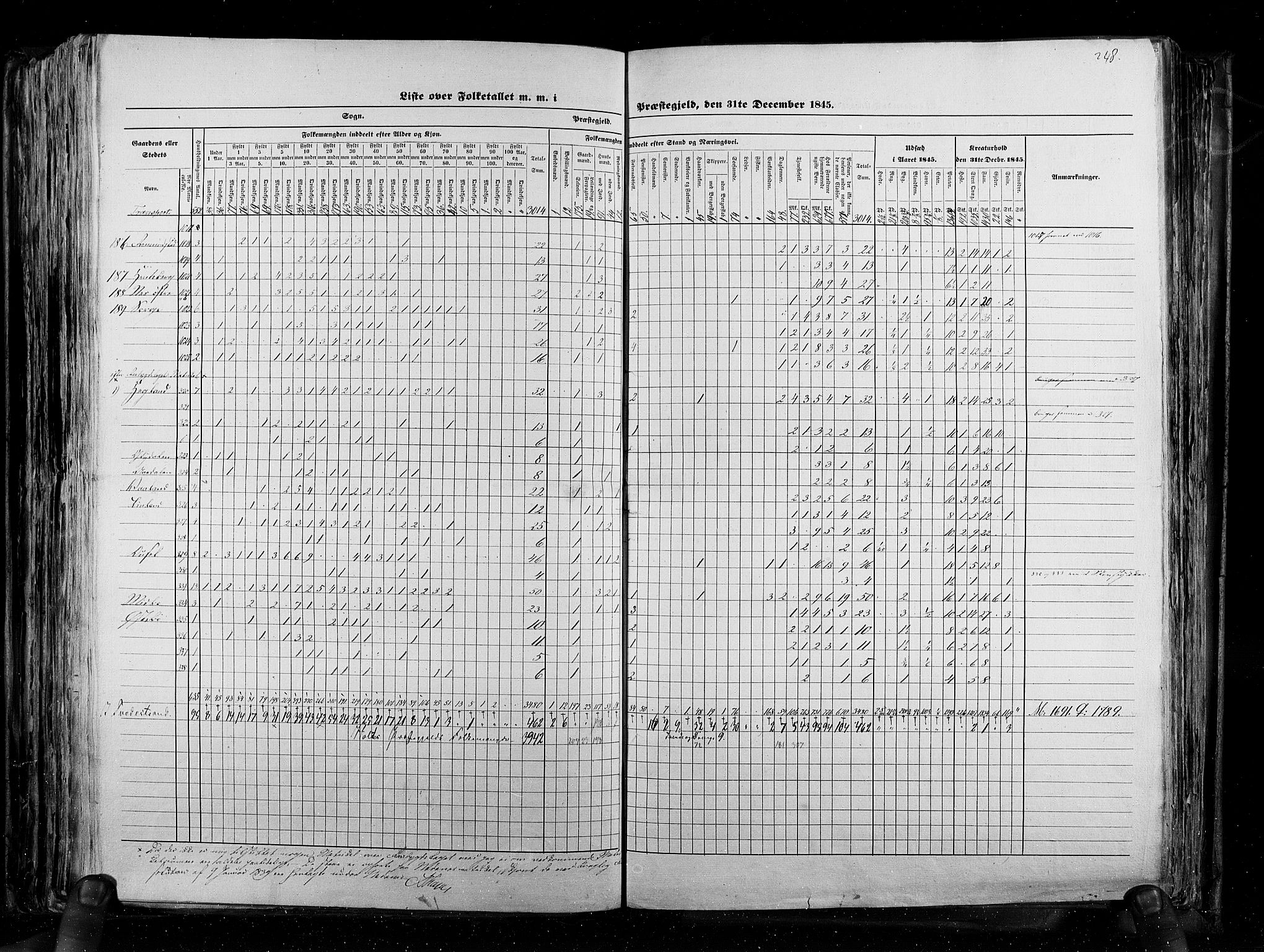 RA, Census 1845, vol. 5: Bratsberg amt og Nedenes og Råbyggelaget amt, 1845, p. 248