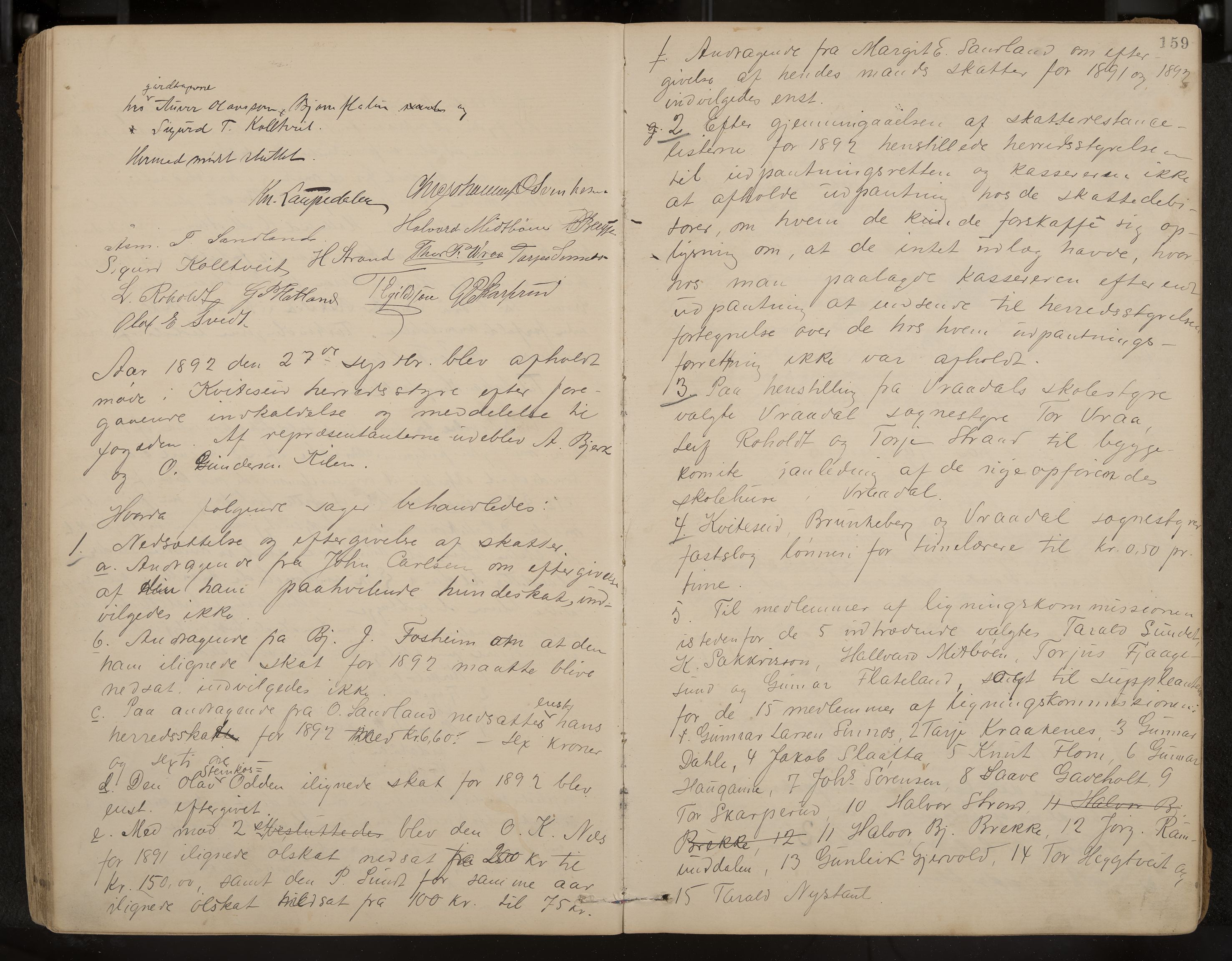 Kviteseid formannskap og sentraladministrasjon, IKAK/0829021/A/Aa/L0003: Møtebok, 1885-1896, p. 159