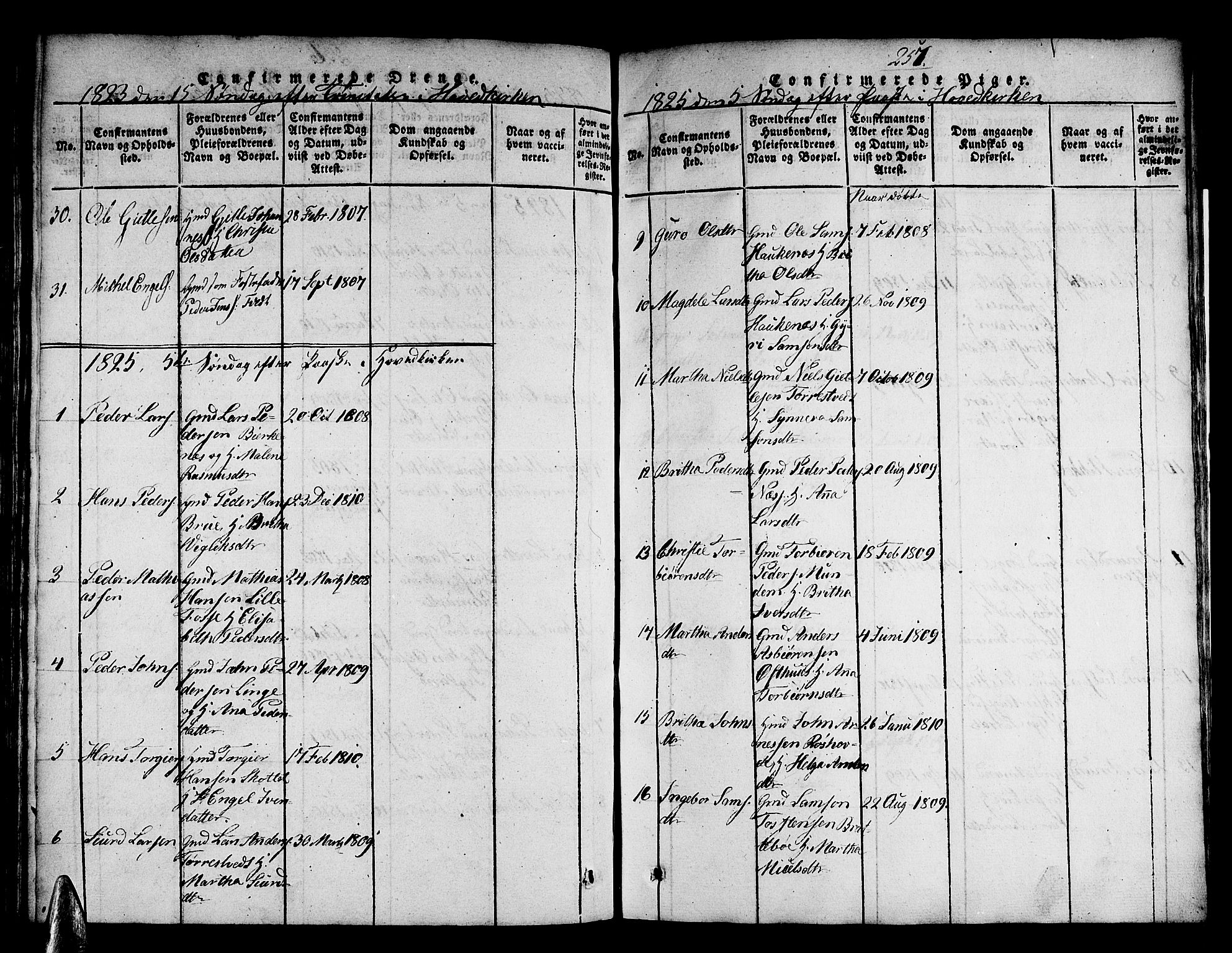 Strandebarm sokneprestembete, AV/SAB-A-78401/H/Haa: Parish register (official) no. A 5, 1816-1826, p. 257