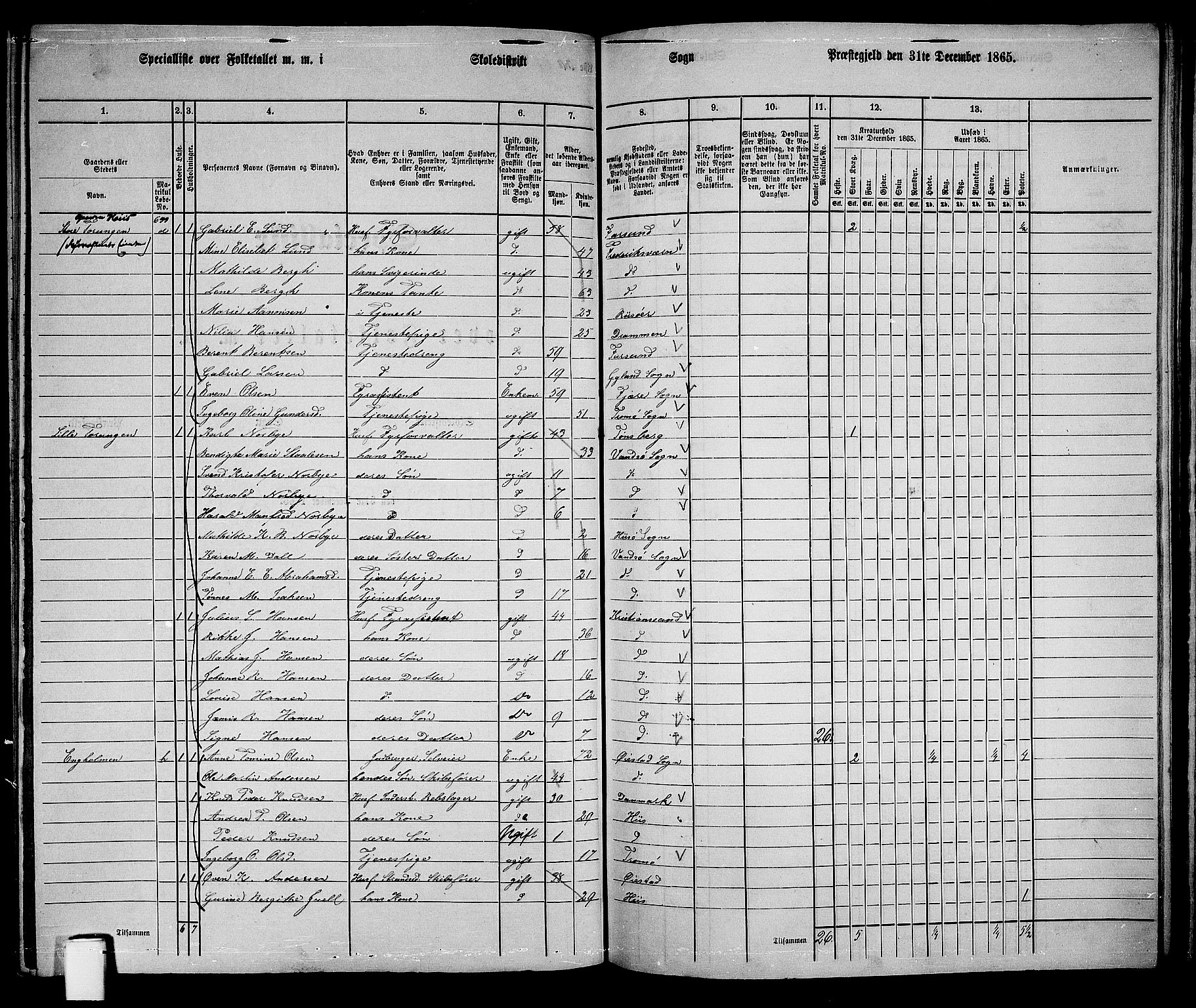 RA, 1865 census for Øyestad, 1865, p. 194