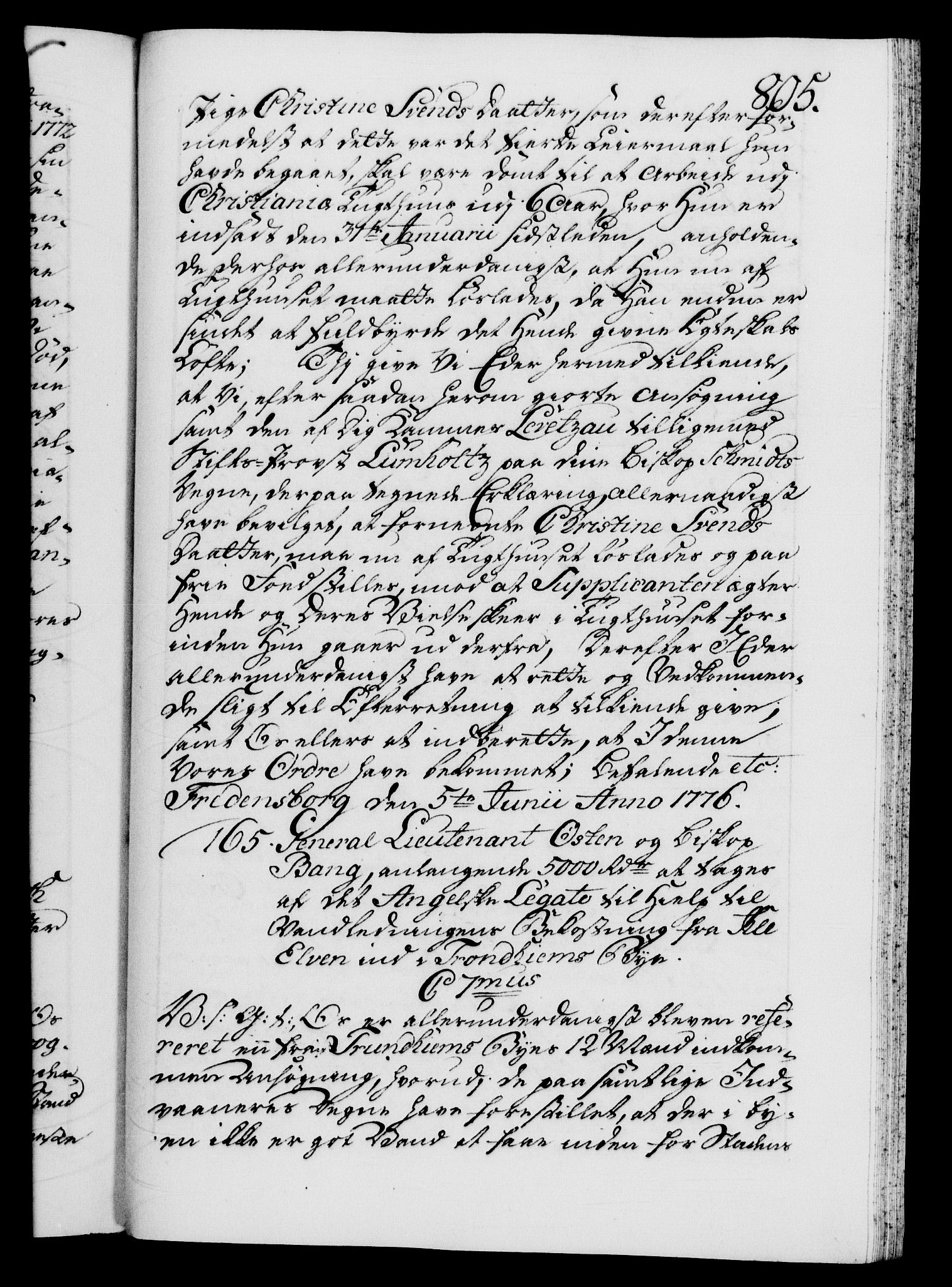 Danske Kanselli 1572-1799, RA/EA-3023/F/Fc/Fca/Fcab/L0041: Norske tegnelser, 1773-1776, p. 805a
