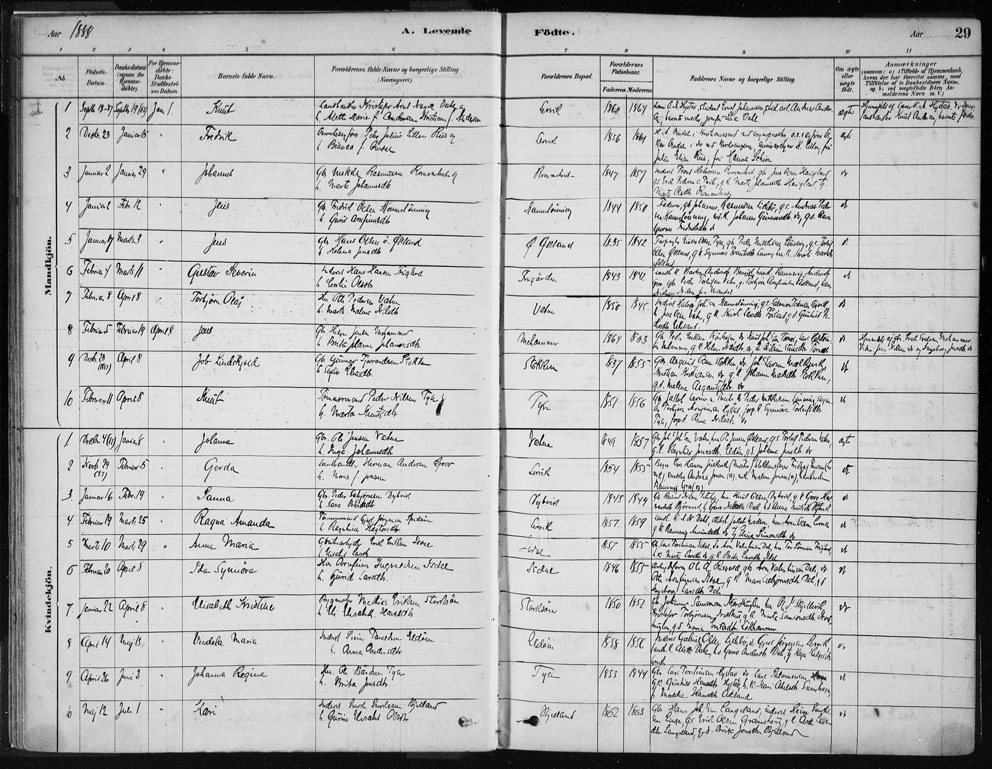 Stord sokneprestembete, SAB/A-78201/H/Haa: Parish register (official) no. B 2, 1878-1913, p. 29