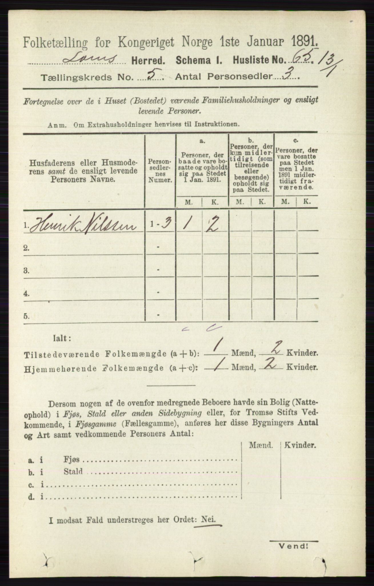 RA, 1891 census for 0514 Lom, 1891, p. 1842