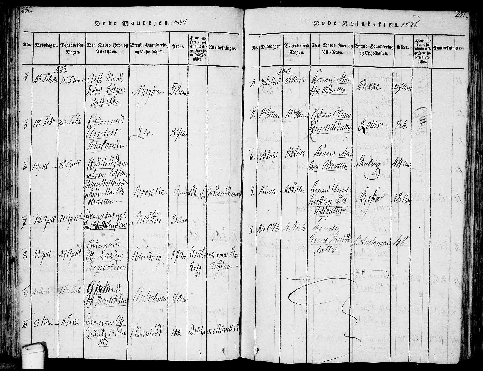 Hvaler prestekontor Kirkebøker, SAO/A-2001/F/Fa/L0005: Parish register (official) no. I 5, 1816-1845, p. 250-251