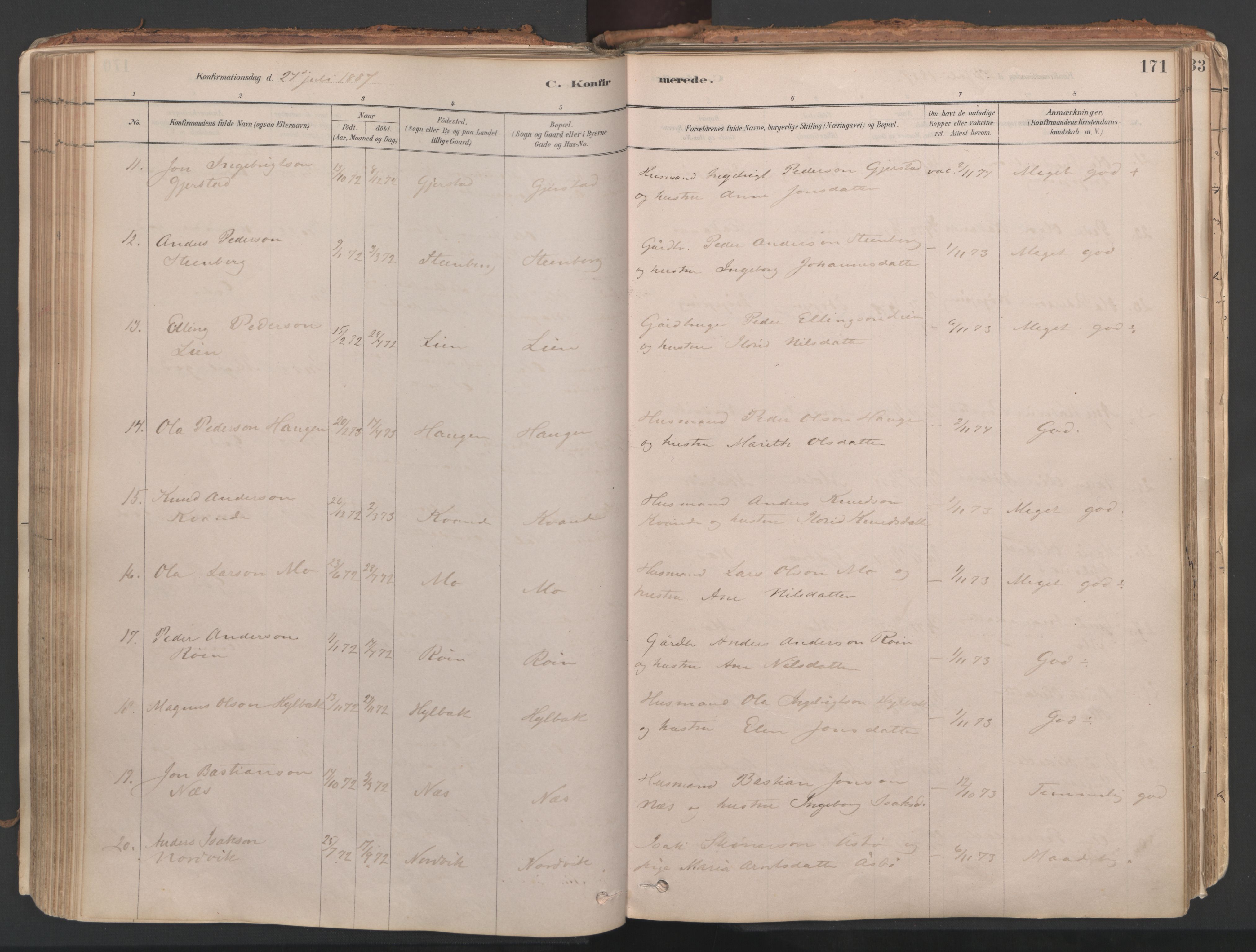 Ministerialprotokoller, klokkerbøker og fødselsregistre - Møre og Romsdal, AV/SAT-A-1454/592/L1029: Parish register (official) no. 592A07, 1879-1902, p. 171