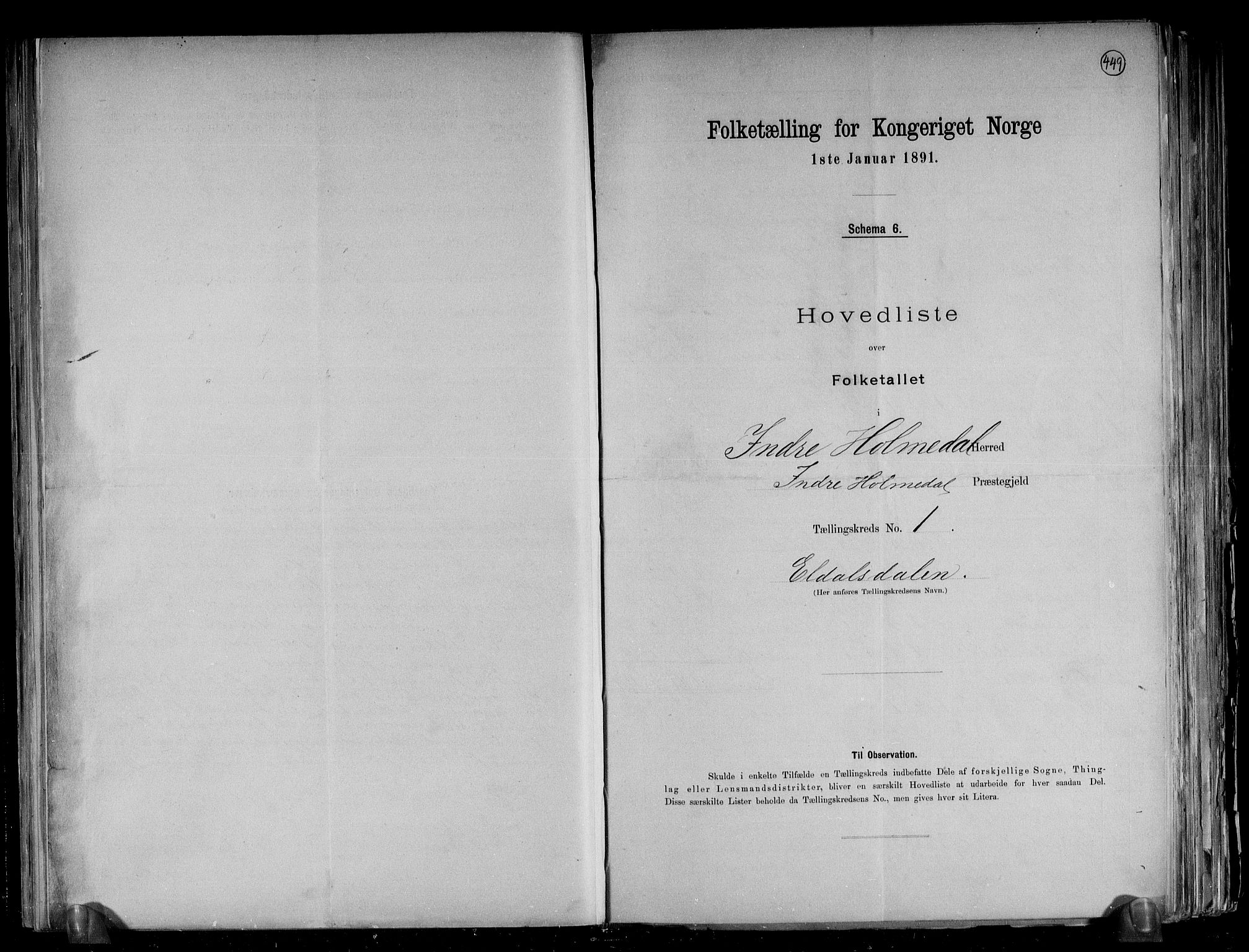 RA, 1891 census for 1430 Indre Holmedal, 1891, p. 4