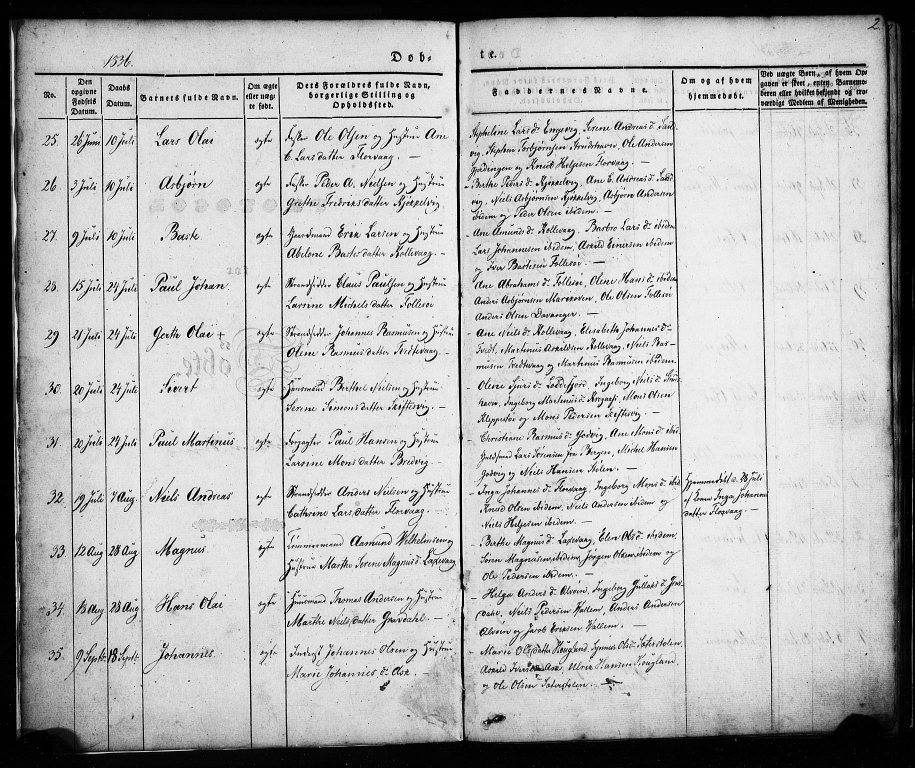 Askøy Sokneprestembete, AV/SAB-A-74101/H/Ha/Haa/Haaa/L0005: Parish register (official) no. A 5, 1836-1852, p. 2