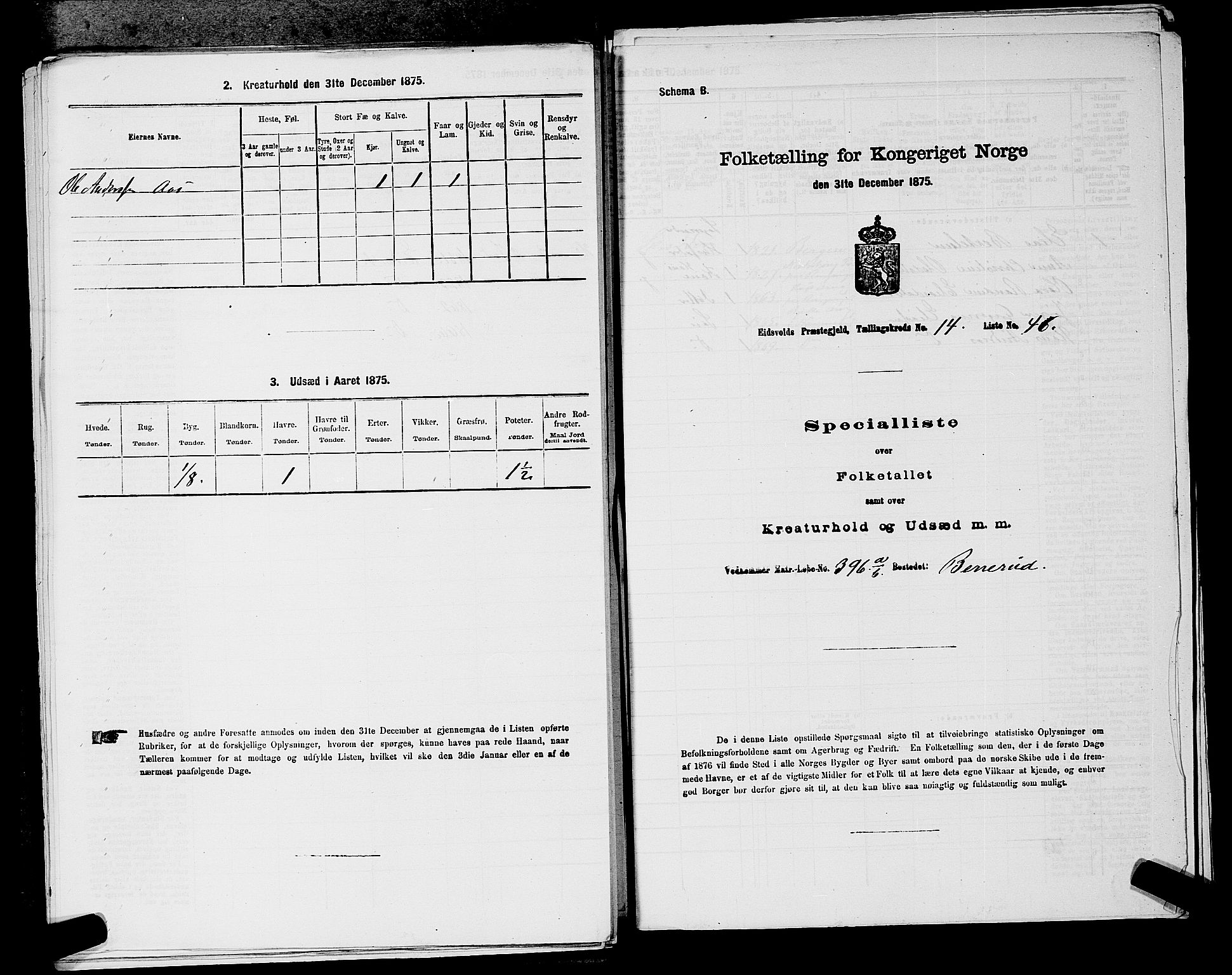 RA, 1875 census for 0237P Eidsvoll, 1875, p. 2397