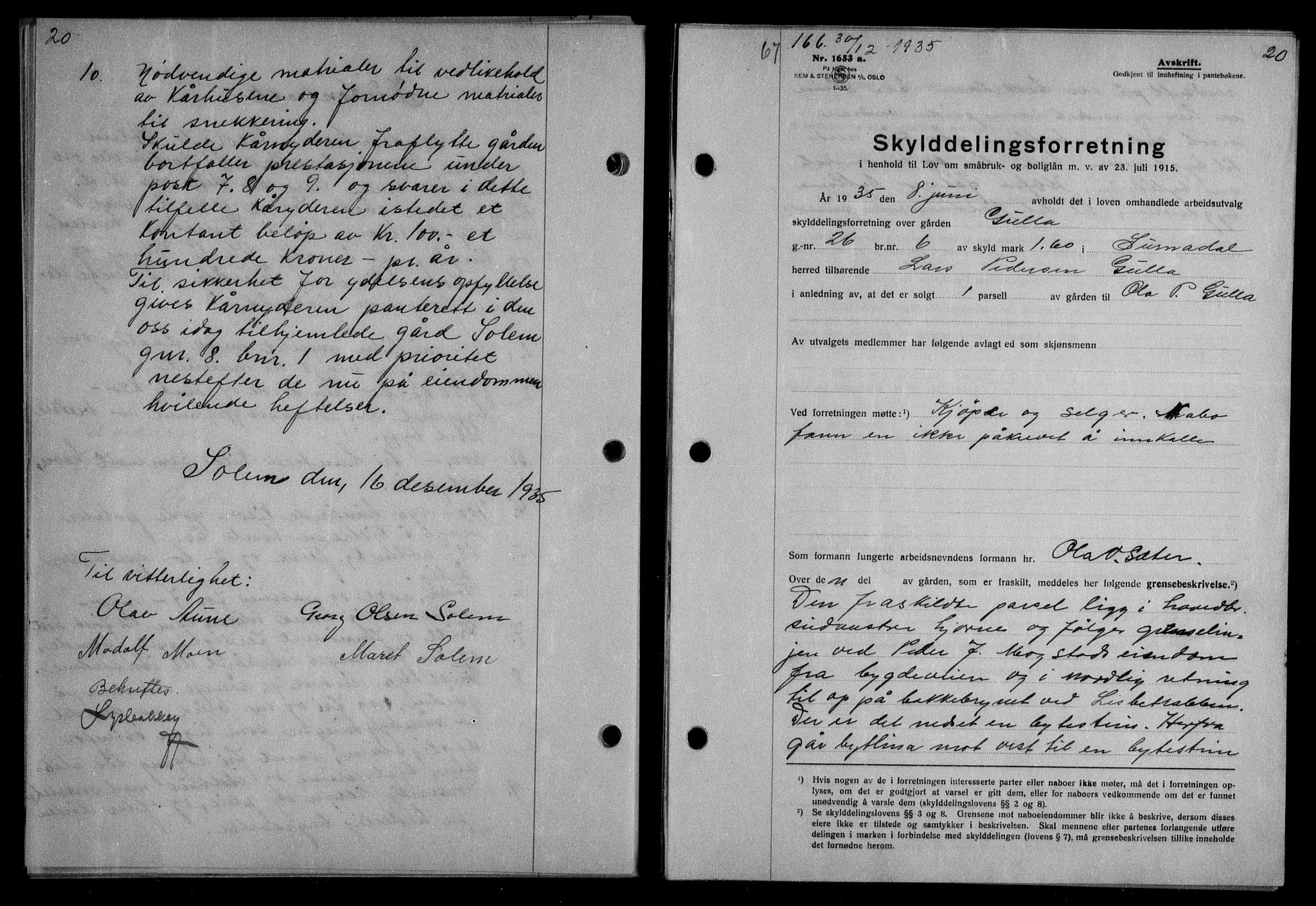 Nordmøre sorenskriveri, AV/SAT-A-4132/1/2/2Ca/L0087: Mortgage book no. 77, 1935-1936, Deed date: 30.12.1935