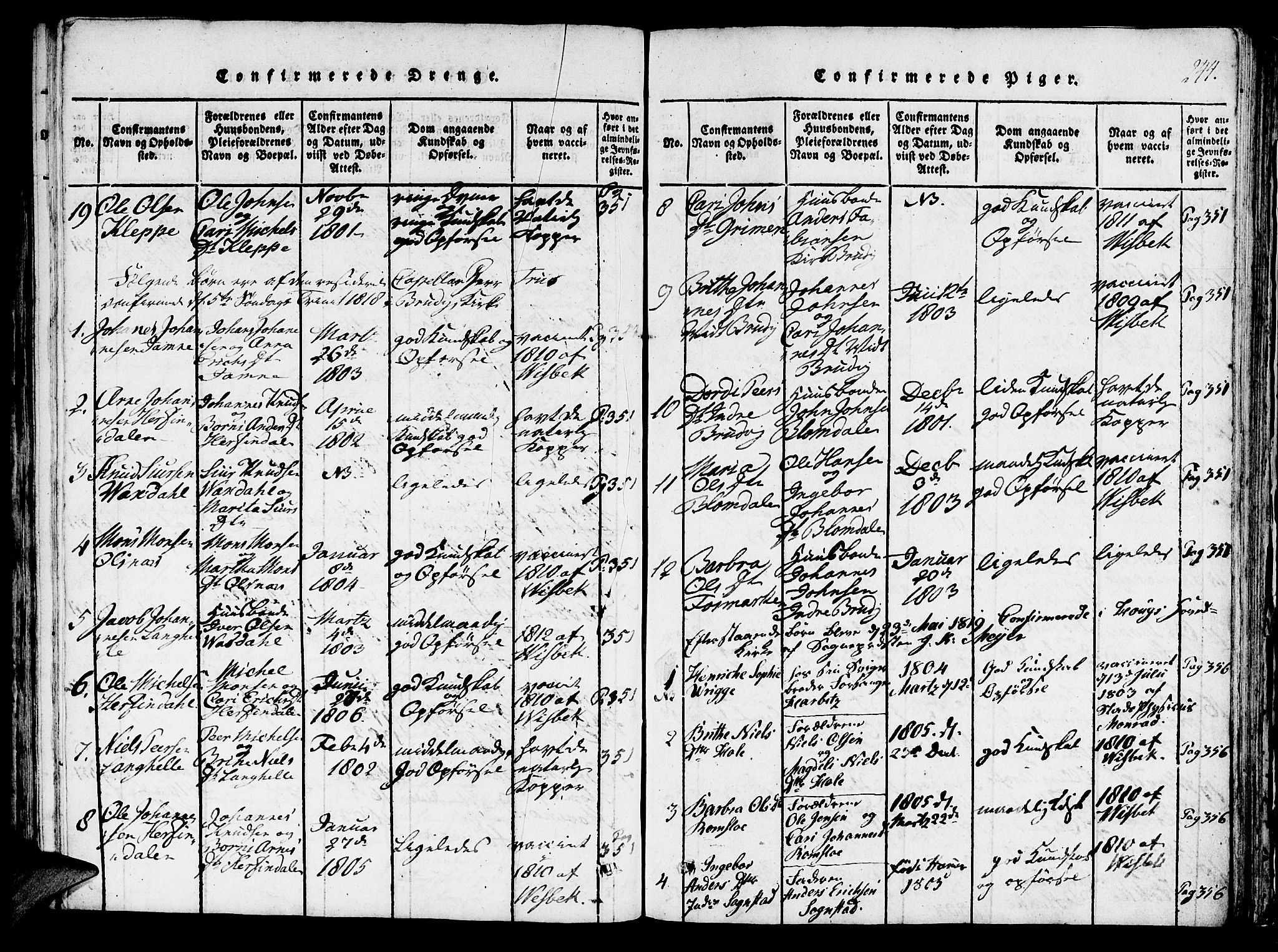 Haus sokneprestembete, SAB/A-75601/H/Haa: Parish register (official) no. A 12, 1816-1821, p. 244