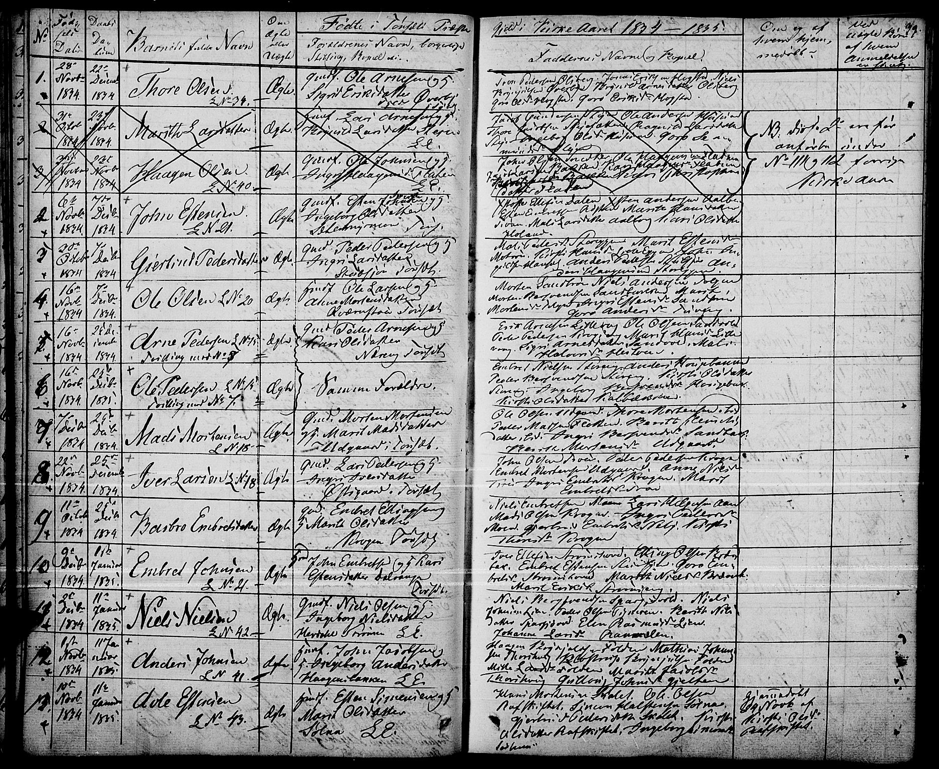 Tynset prestekontor, SAH/PREST-058/H/Ha/Haa/L0019: Parish register (official) no. 19, 1829-1847, p. 39