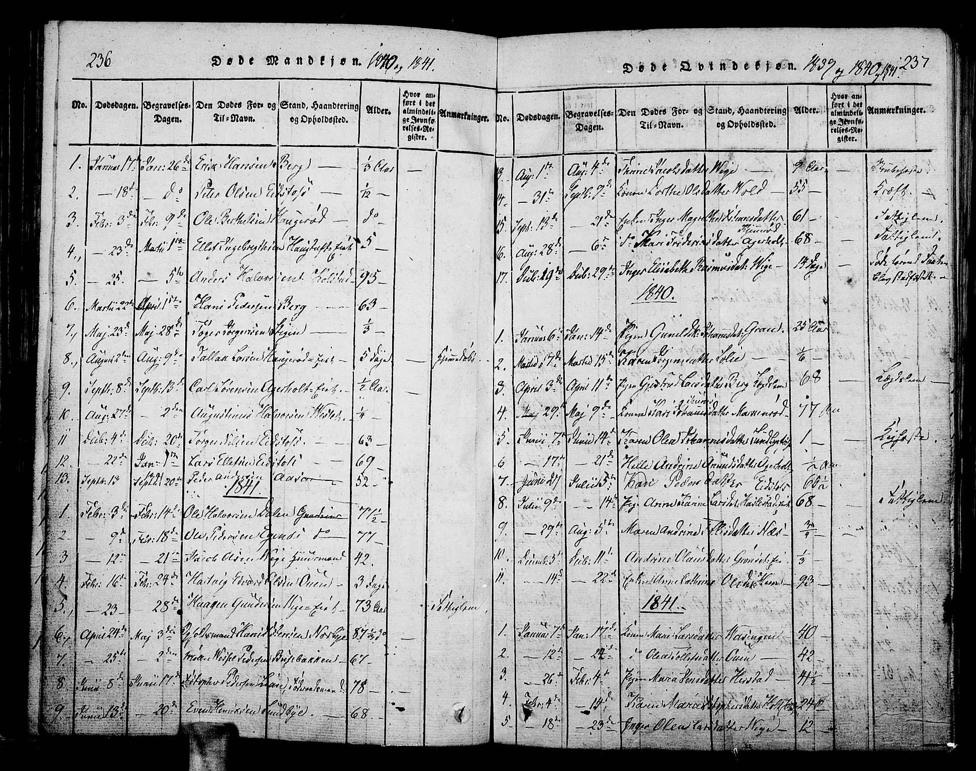 Hof kirkebøker, SAKO/A-64/F/Fa/L0004: Parish register (official) no. I 4, 1814-1843, p. 236-237