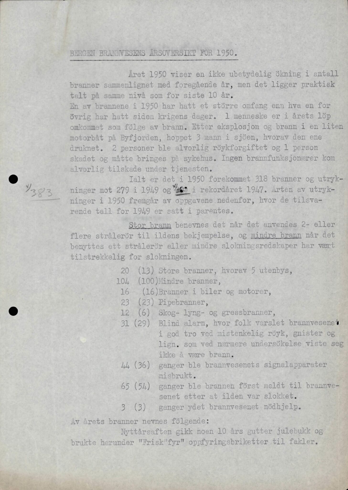 Bergen kommune. Brannvesenet (1863-1971), BBA/A-1181/X/Xa/L0026: Årsberetning, 1931-1974, p. 102