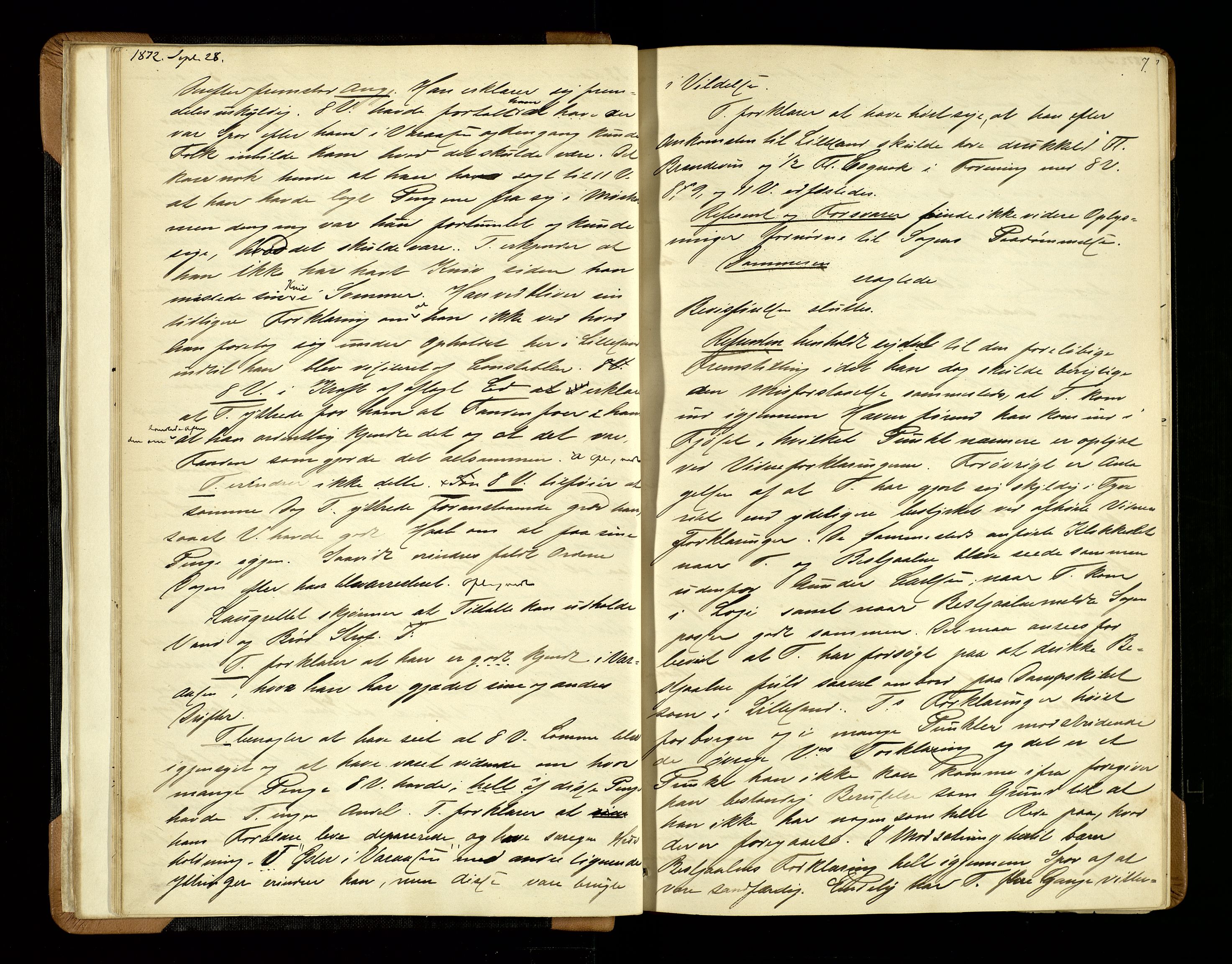 Vestre Nedenes/Sand sorenskriveri, AV/SAK-1221-0010/F/Fb/L0009: Ekstrarettsprotokoll nr. 9, 1872-1881, p. 7