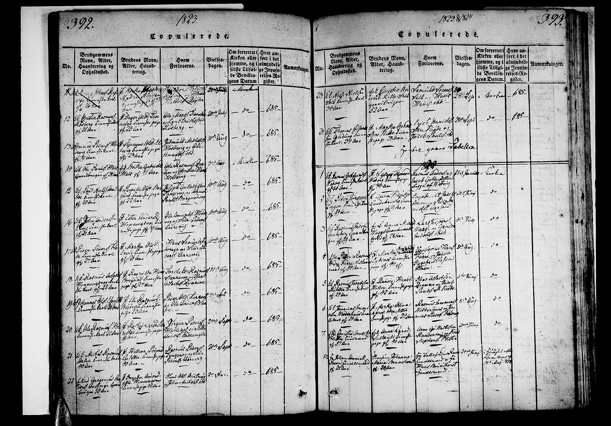 Selje sokneprestembete, SAB/A-99938/H/Ha/Haa/Haaa: Parish register (official) no. A 8, 1816-1828, p. 392-393