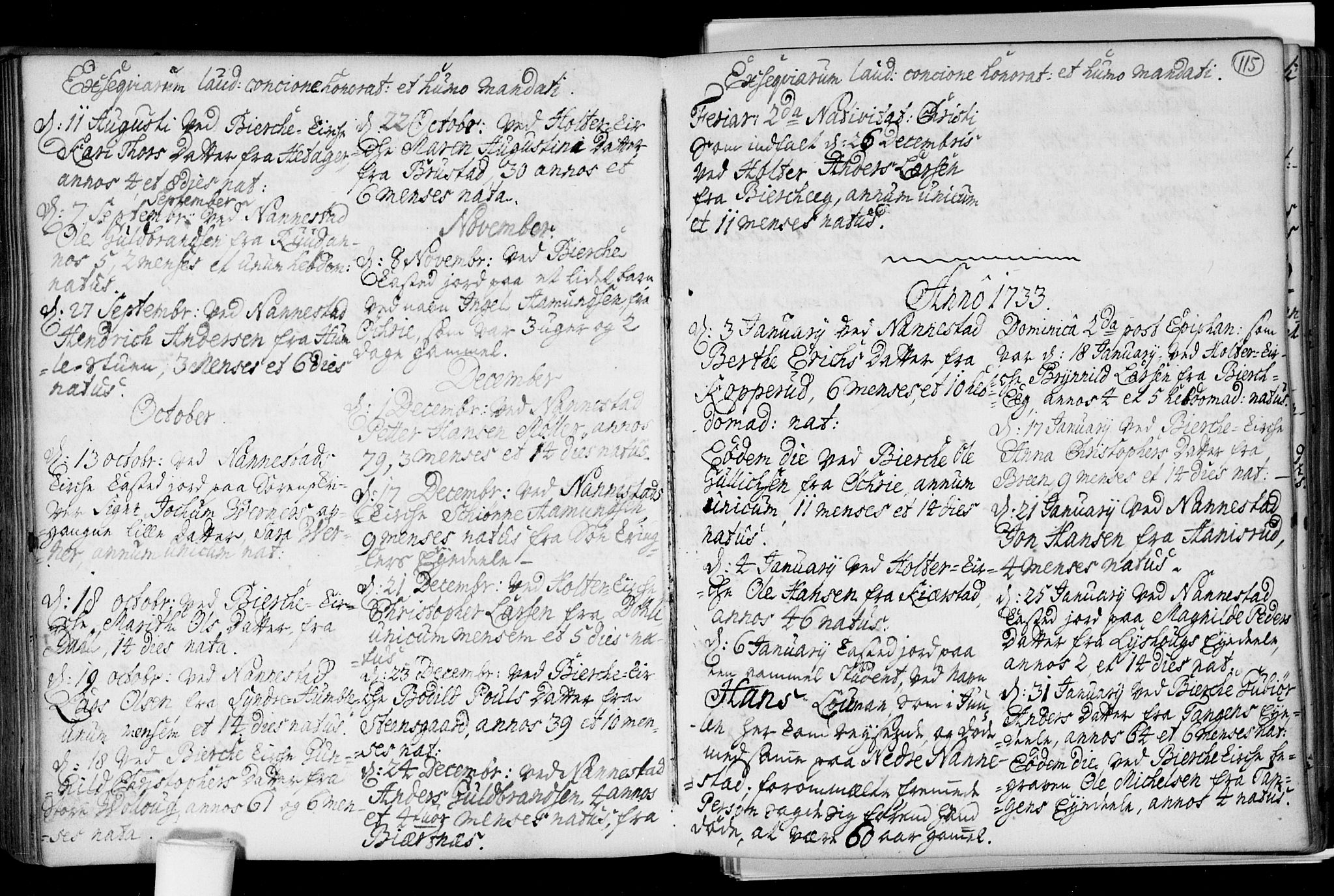 Nannestad prestekontor Kirkebøker, AV/SAO-A-10414a/F/Fa/L0005: Parish register (official) no. I 5, 1729-1738, p. 115