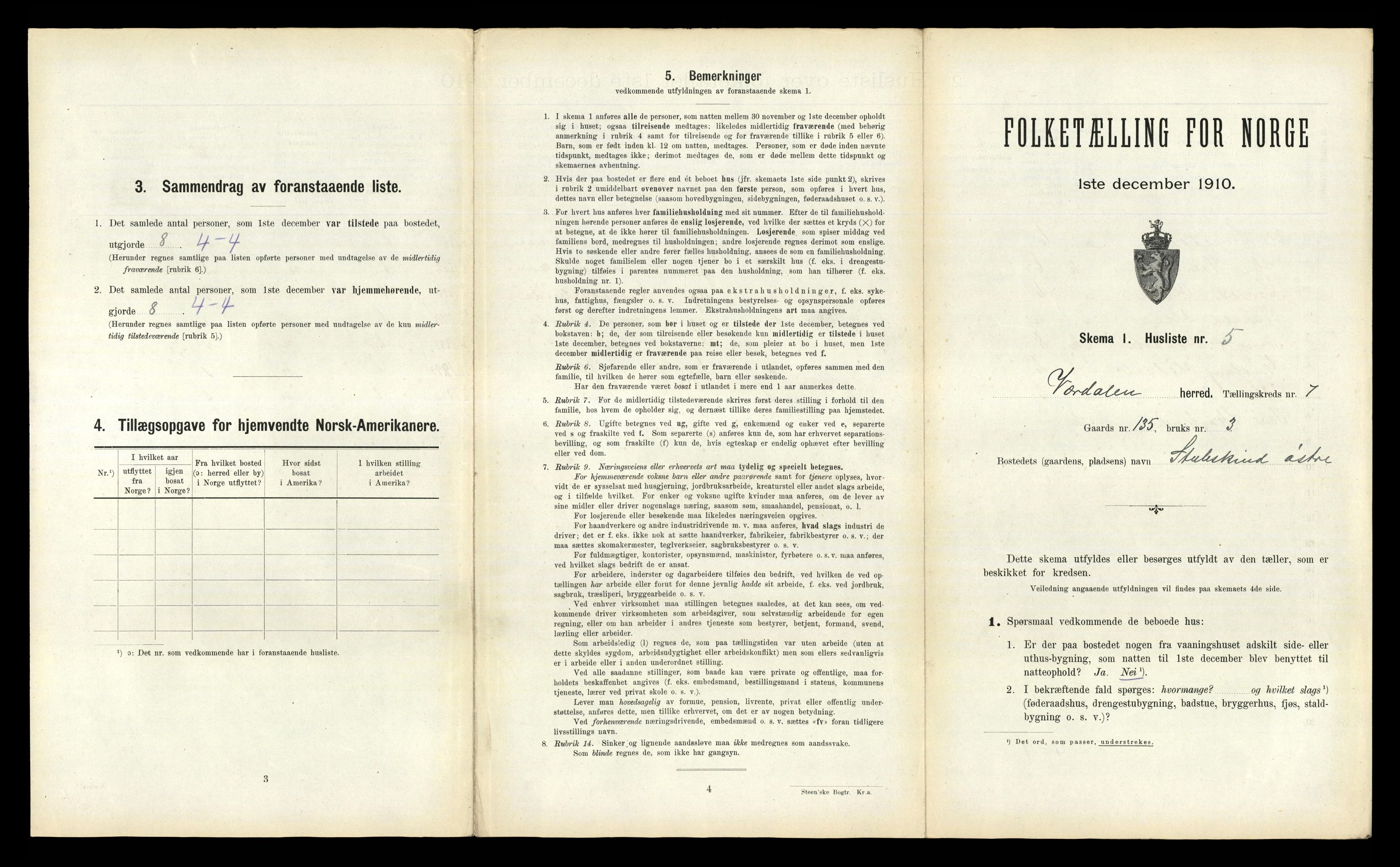 RA, 1910 census for Verdal, 1910, p. 1266