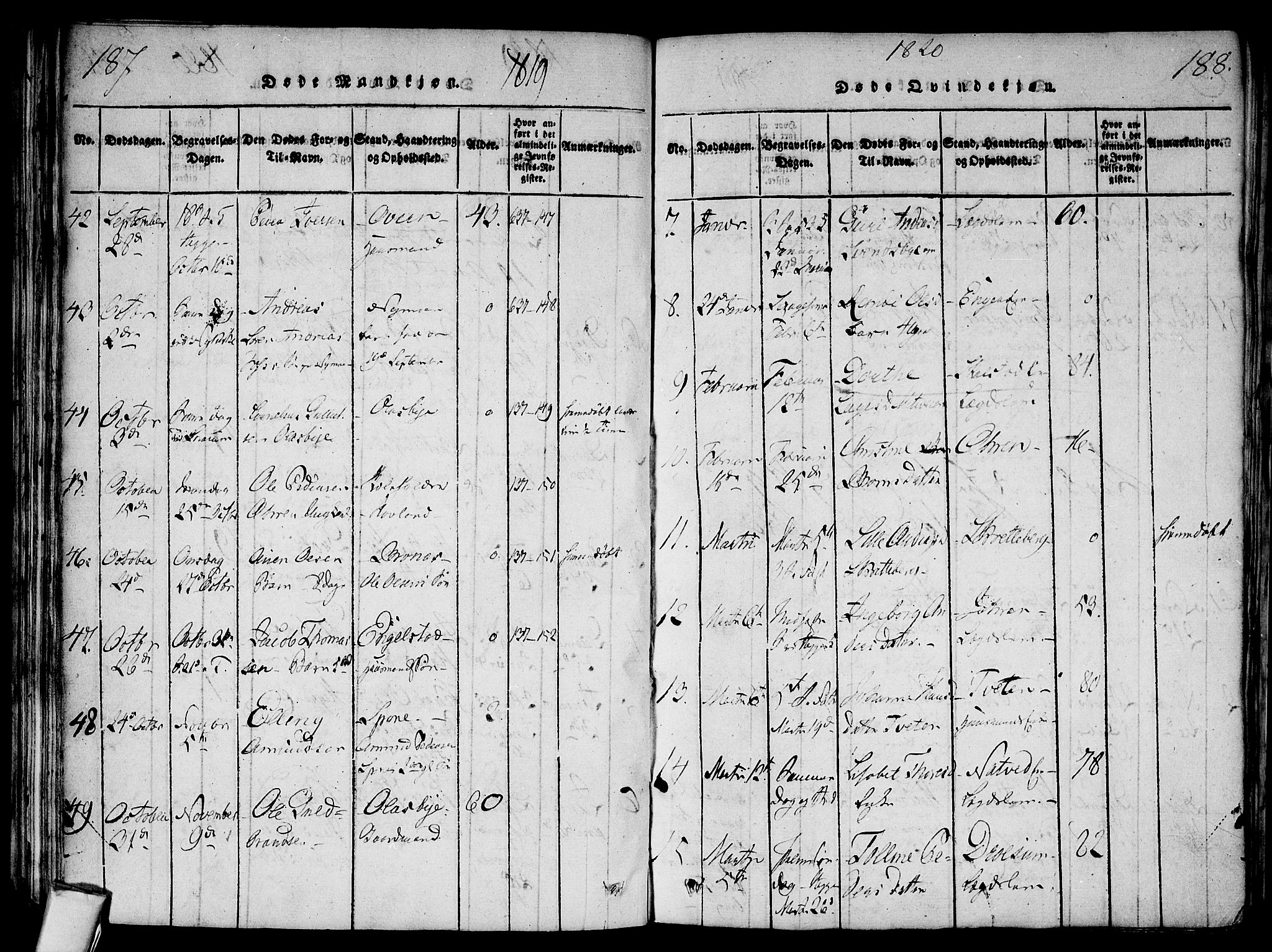 Modum kirkebøker, AV/SAKO-A-234/F/Fa/L0004: Parish register (official) no. 4, 1818-1824, p. 187-188